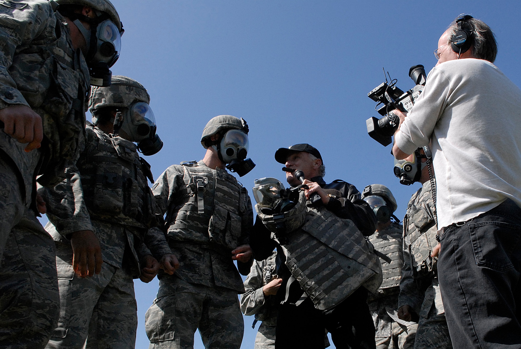 VANDENBERG AIR FORCE BASE, Calif. -- During his performance in an Air Force Space Command 2010 Guardian Challenge video, Mr. Bill Smitrovich, a Hollywood actor, plays a fictitious brigadier general with the 30th Security Forces Squadron Guardian Challenge team at the base track here Friday, April 9, 2010. The intent of the video is to boost morale and it will be shown during the Air Force Space Command 2010 Guardian Challenge at Peterson Air Force Base, Colo. (U.S. Air Force photo/Senior Airman Andrew Satran) 

 

 