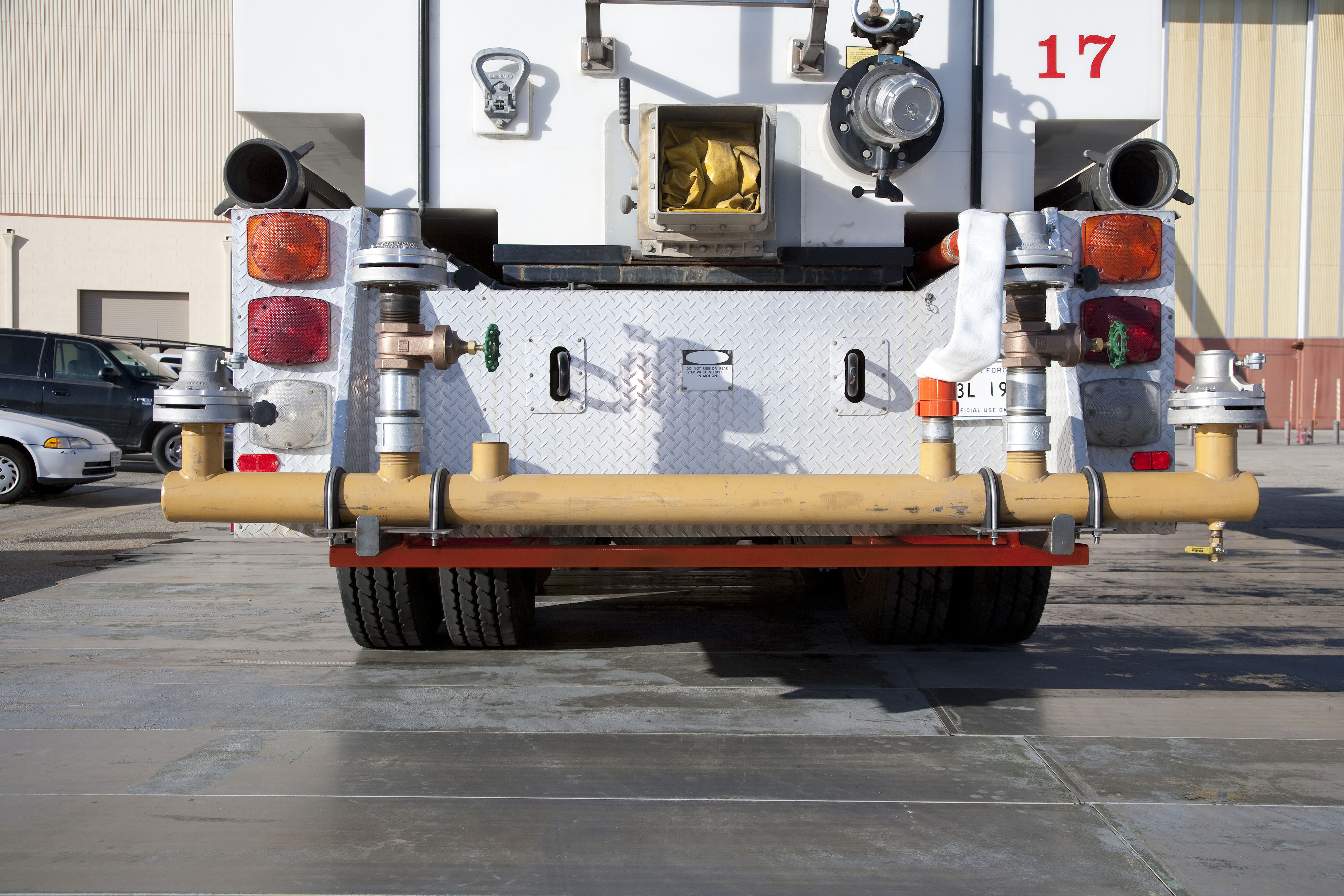 Custom built spray bar used in wet runway testing