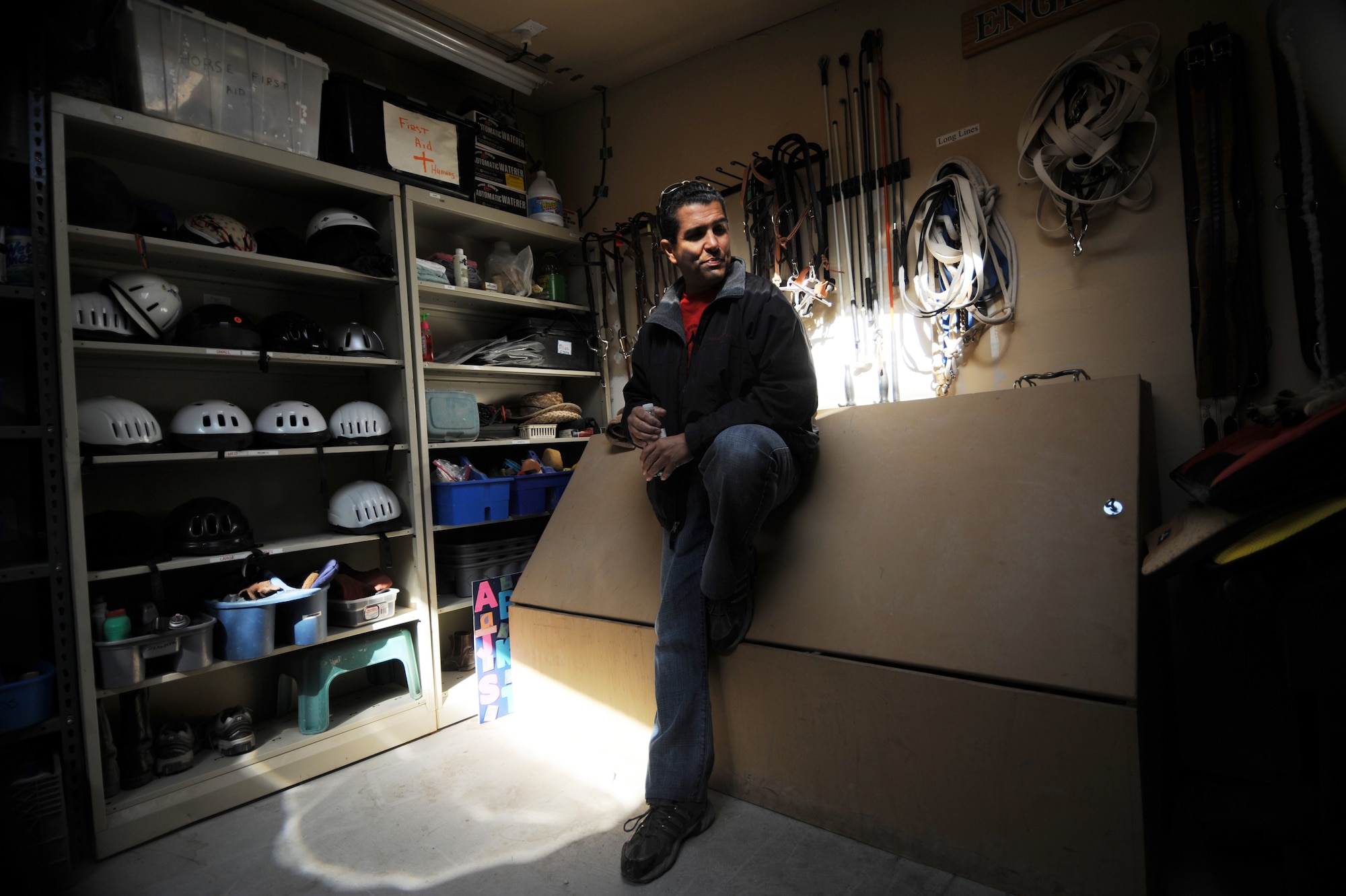 Tony Jones, retired Air Force major and former navigator on a MC-130 Combat Talon gunship, takes a moment to reflect at Spirit Therapies in Las Vegas, Nev., as part of the Horses Healing Heroes program. The program is designed to serve both active-duty military and veterans who have been diagnosed with physical and or mental challenges. 
 (U.S. Air Force photo/ Master Sgt. Kevin J. Gruenwald)
