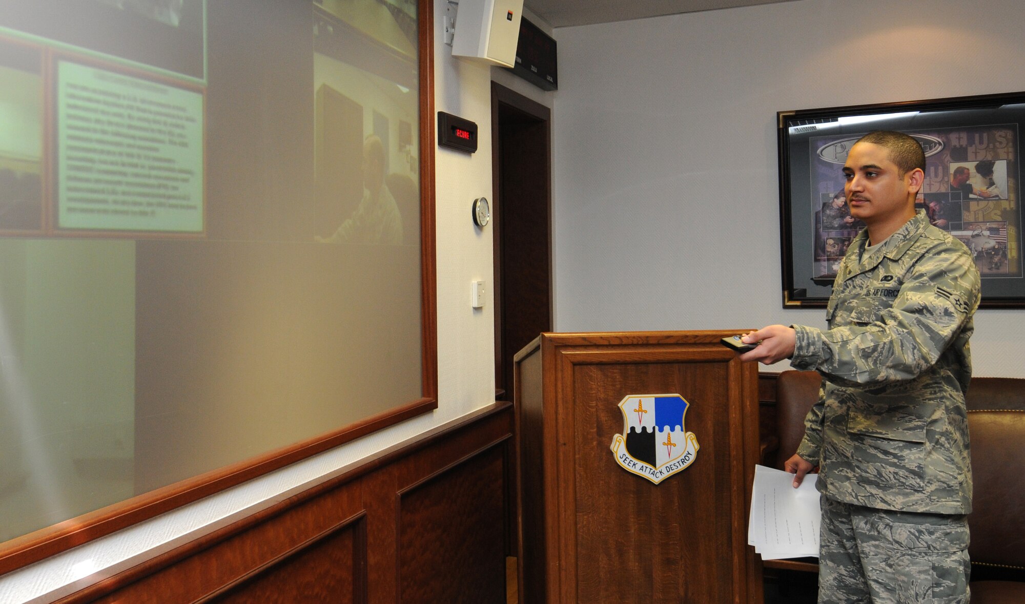 SPANGDAHLEM AIR BASE, Germany- Airman 1st Class Alexander Brown, 52nd Fighter Wing command section executive administrator, is the 52nd FW Top Saber Performer for the week of April 9 - 15. (U.S. Air Force photo/Airman 1st Class Staci Miller)