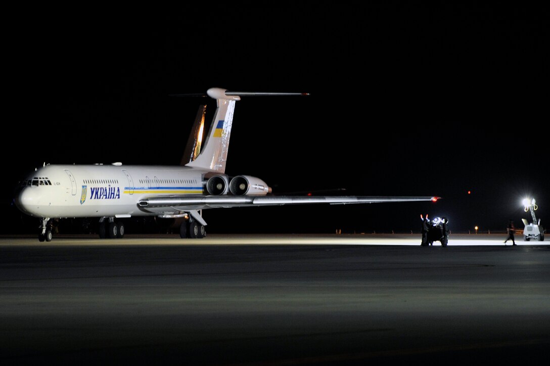 Ukrainian President Viktor Yanukovych's arrives in an Ilyushin IL-62 at Joint Base Andrews, Md., April 11, 2010, on his way to the Nuclear Security Summit hosted by President Barack Obama in Washington, D.C., slated for this Monday and Tuesday. The 316th Wing is leading operations to provide safe, effective, and efficient arrival and departure services for the invited guests transiting Andrews. (U.S. Air Force photo by Airman 1st Class Perry Aston) (Released)