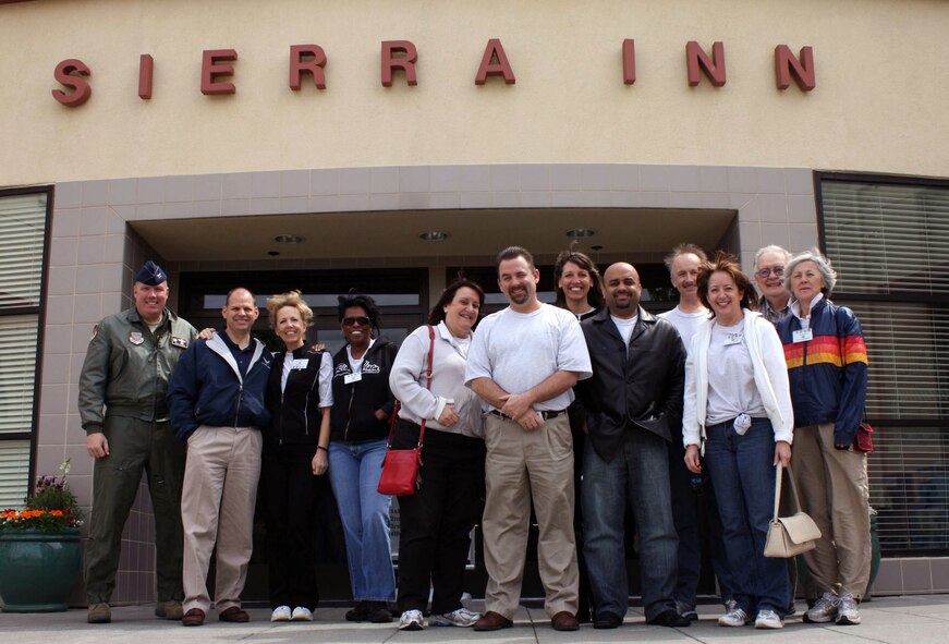 TRAVIS AIR FORCE BASE, Calif. -- Honorary commanders received lessons in Air Force history, dress and appearance, and customs and courtesies from staff members at the Paul Ramoneda Airman Leadership School.  These civic leaders were invited out to an orientation "boot camp" at Travis Air Force Base, April 10. (U.S. Air Force photo Tech. Sgt. Meredith Mingledorff) 