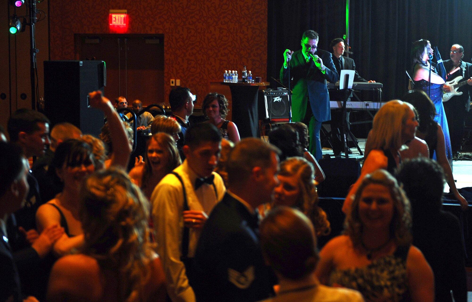 OFFUTT AIR FORCE BASE, Neb. ?The Doc James Band featuring Honey performs at the 2010 55th Wing Birthday Ball at Embassy Suites in La Vista April 10. More than 800 members of Team Offutt attended the event to honor the wing?s past and celebrate the current role of the Fightin Fifty-Fifth in today?s Air Force.
U.S. Air Force photo by Josh Plueger
