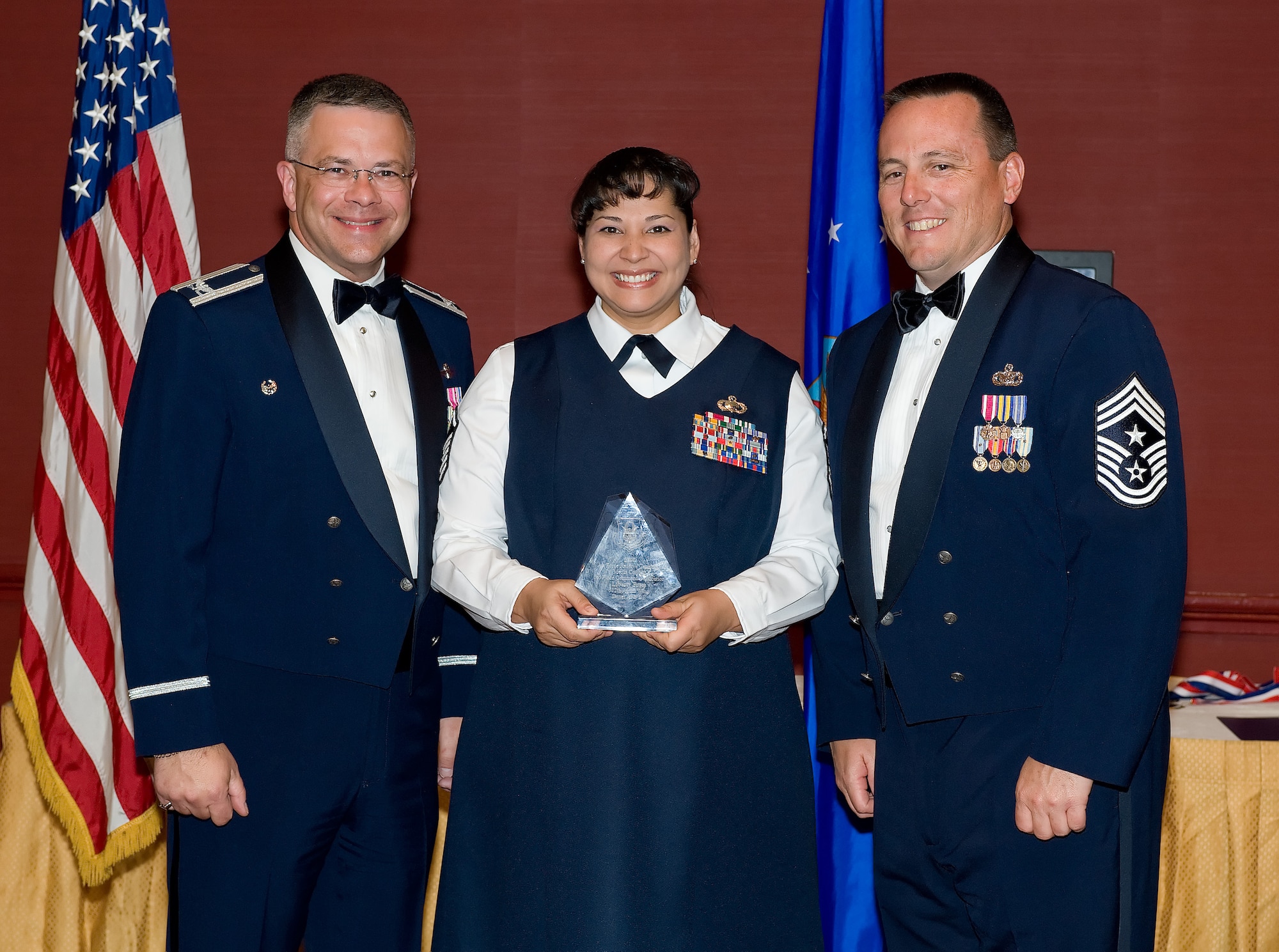 Master Sgt. Veronica A. Aceveda, 512th Airlift Wing Public Affairs, is the 2009 Air Force Reserve Command Public Affairs Senior NCO of the Year for 2008. She was recognized for her accomplishments during the 512th AW Annual Awards Banquet April 10 at the Sheraton in Dover. (U.S. Air Force photo/Jason Minto) 