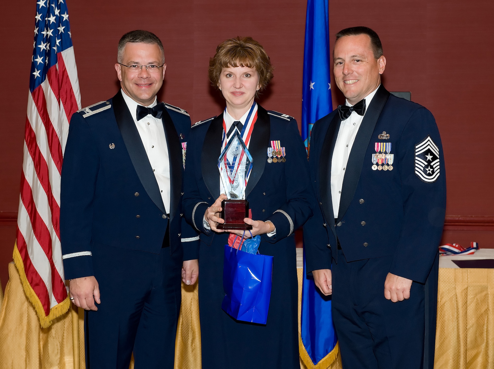 Capt. Crystal Beach, 512th Airlift Wing executive officer, is the 2009 512th Airlift Wing Company Grade Officer of the Year. She was recognized for her accomplishments during the 512th AW Annual Awards Banquet April 10 at the Sheraton in Dover. (U.S. Air Force photo/Jason Minto) 