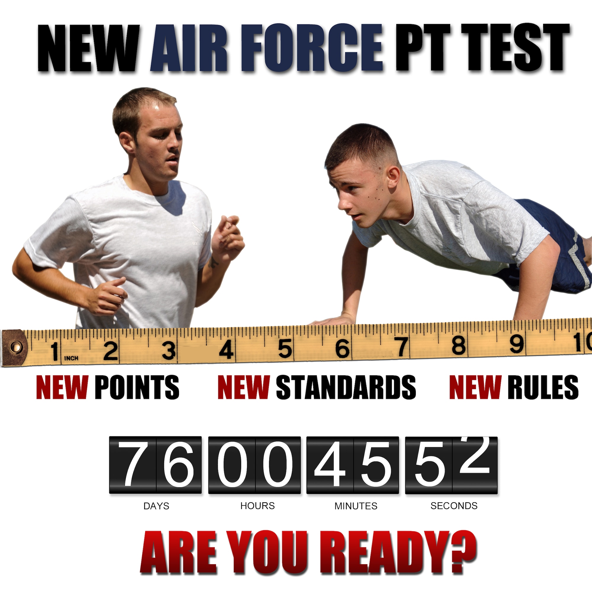 SCOTT AIR FORCE BASE, Ill. -- New Air Force PT standards graphic. (Graphic by Senior Airman Ryan Crane)