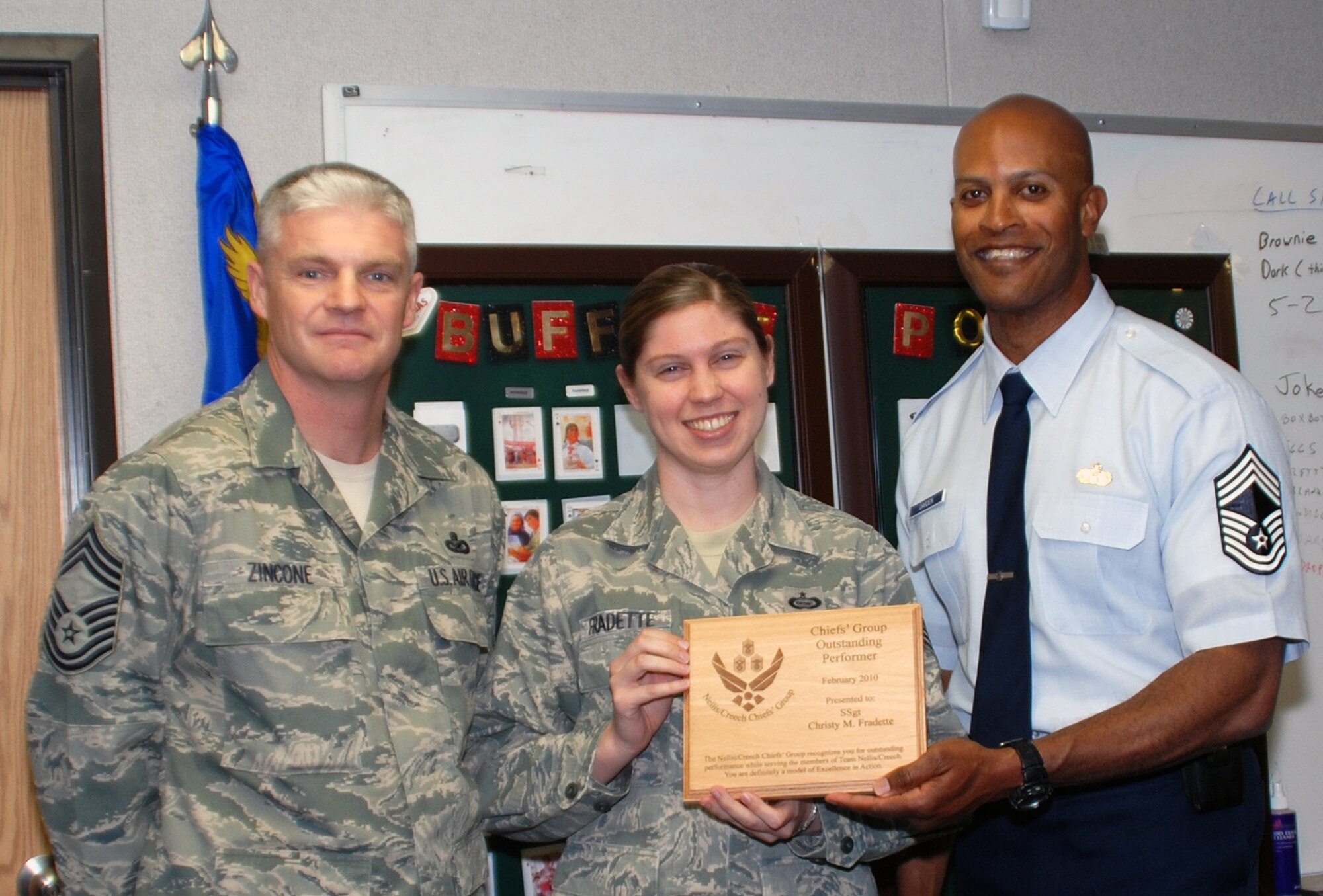 Staff Sgt. Christy M. Fradette was presented the "Excellence in Action” award for February.