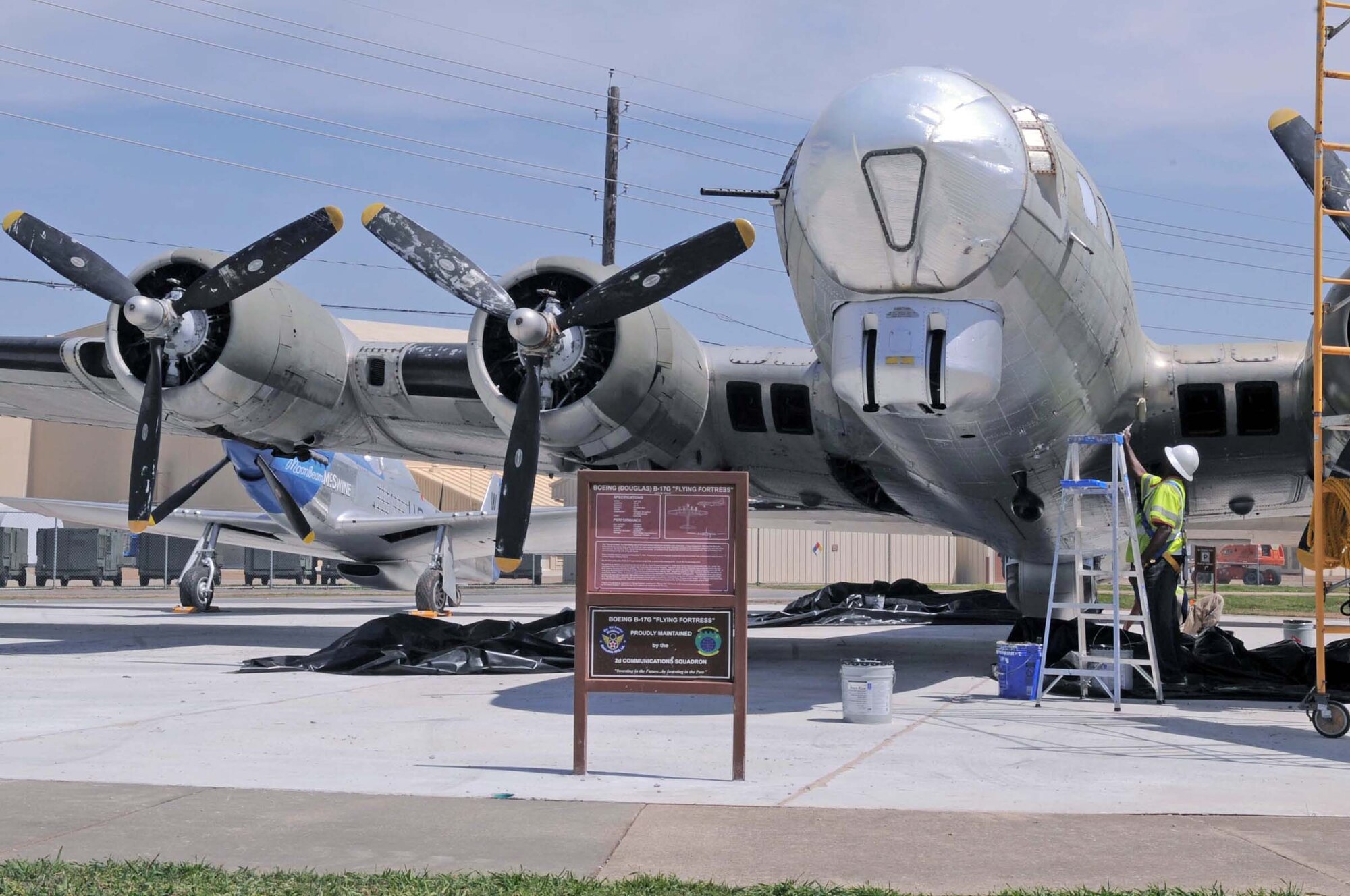 This B-17G static display honors Maj. Gen. Lewis E. Lyle at the 8th Air Force Museum April 5, 2010, at Barksdale Air Force Base, La. Barksdale AFB Airmen, volunteers and contractors are in the process of restoring the B-17 and painting it to resemble one that was flown by General Lyle on a bombing mission during World War II. (U.S. Air Force photo/Staff Sgt. John Gordinier)