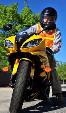 100412-F-8430J-127
COLUMBIA, S.C. - Airman Stewart Crotts, 20th Logistic Readiness Squadron, mounts his 2008 Yamaha during break time at the motorcycle safety course at Midlands Technical College April 10, 2010. Midlands Technical College offers a motorcycle safety course to local residents and military members. The safety course is mandated by the Air Force, and teaches all riders the basic skills needed for safe motorcycle operations. (U.S. Air Force photo/Airman 1st Class Amber E. N. Jacobs)