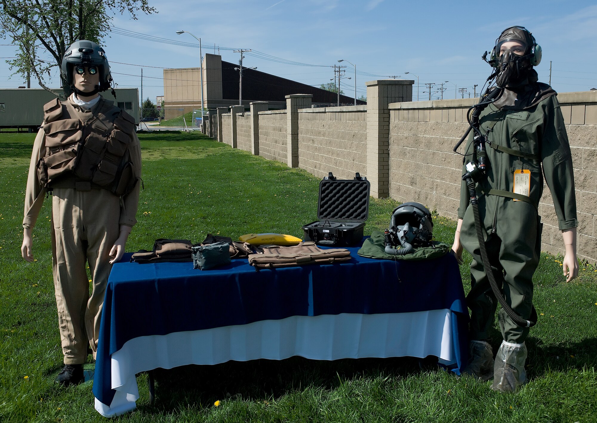 Some common equipment used at the Aircrew Flight Equipment facility was on display during the ground breaking April 12.  (U.S. Air Force photo/Brianne Zimny)
