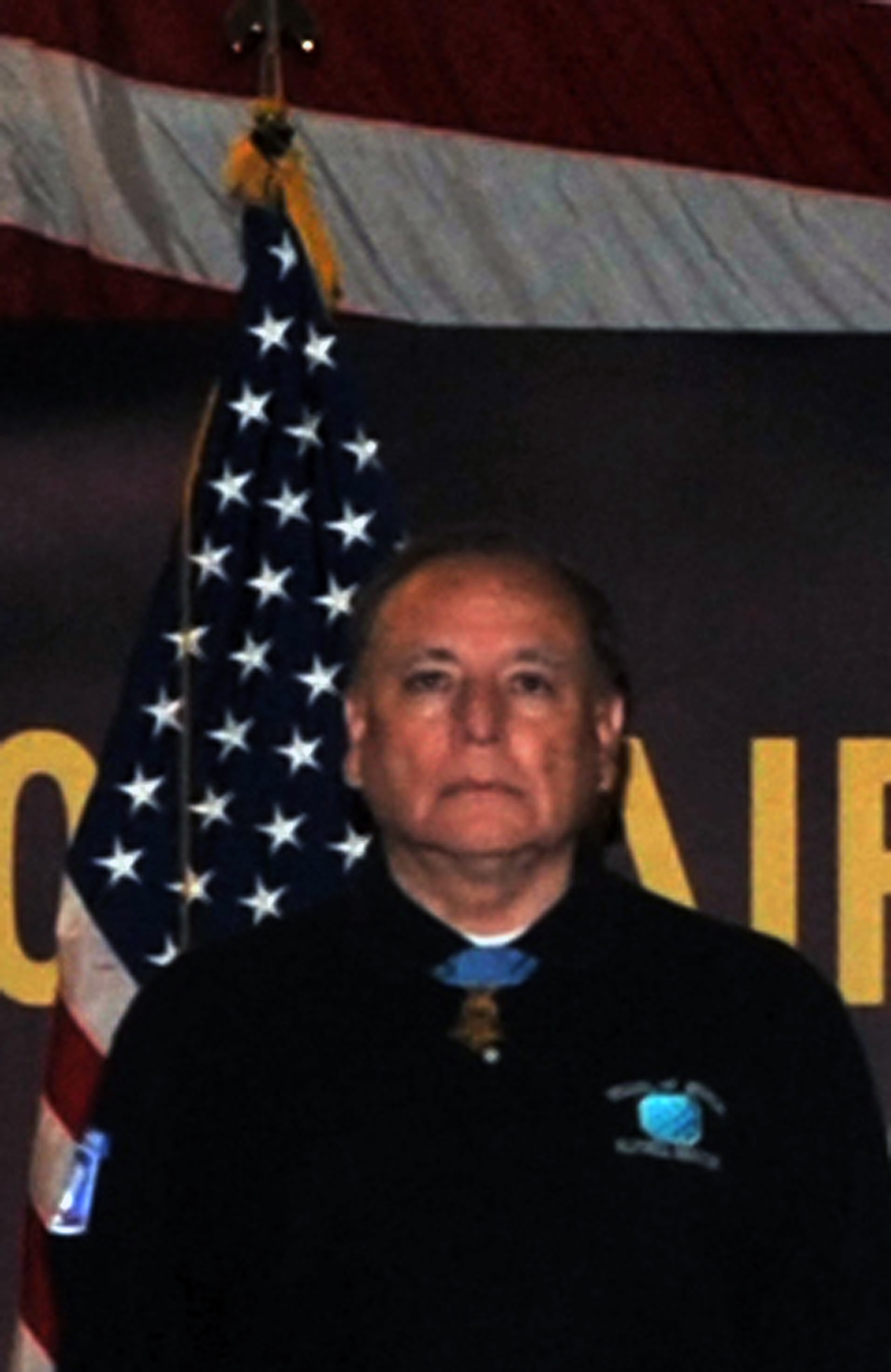 Retired Army Lt. Col. Alfred V. Rascon, Medal of Honor recipient, participates in the Medal of Honor Dining In with 380th Air Expeditionary Wing at a non-disclosed base in Southwest Asia on April 12, 2010. Colonel Rascon earned the Medal of Honor for actions for taken on March 16, 1966, in the Republic of Vietnam. Then a specialist fourth class, his "extraordinary valor in he face of deadly enemy fire, his heroism in rescuing the wounded, and his gallantry by repeatedly risking his own life for his fellow soldiers are in keeping with the highest traditions of military service." Colonel Rascon and another Medal of Honor winner, retired Army Staff Sgt. Don J. Jenkins, visited the 380th AEW as part of tour by Armed Forces Entertainment. (U.S. Air Force Photo/Master Sgt. Scott T. Sturkol/Released)