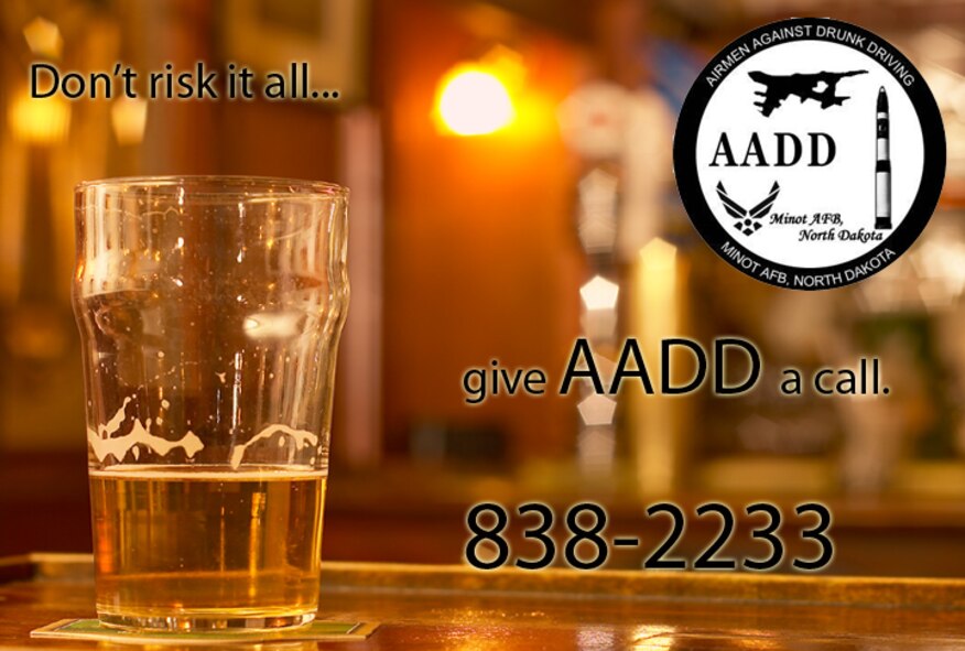 Don’t risk it all. Give Airmen Against Drunk Driving a call. Call 838-2233. (U.S. Air Force graphic by Senior Airman Sharida Jackson)