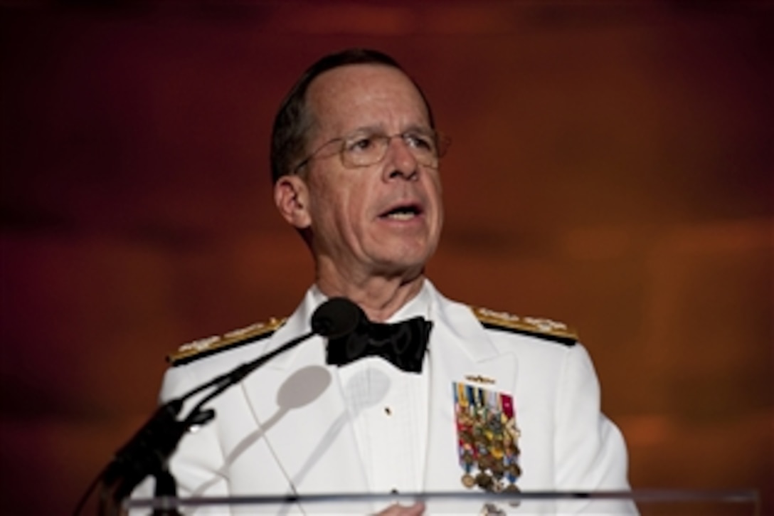 Chairman of the Joint Chiefs of Staff Adm. Mike Mullen addresses audience members at the annual Tragedy Assistance Program for Survivors Gala at the Andrew W. Mellon Auditorium in Washington, D.C., on April 13, 2010.  The Tragedy Assistance Program for Survivors has assisted more than 25,000 grieving military families who have lost loved ones with emotional support, a national network of peer based support and crisis intervention.  