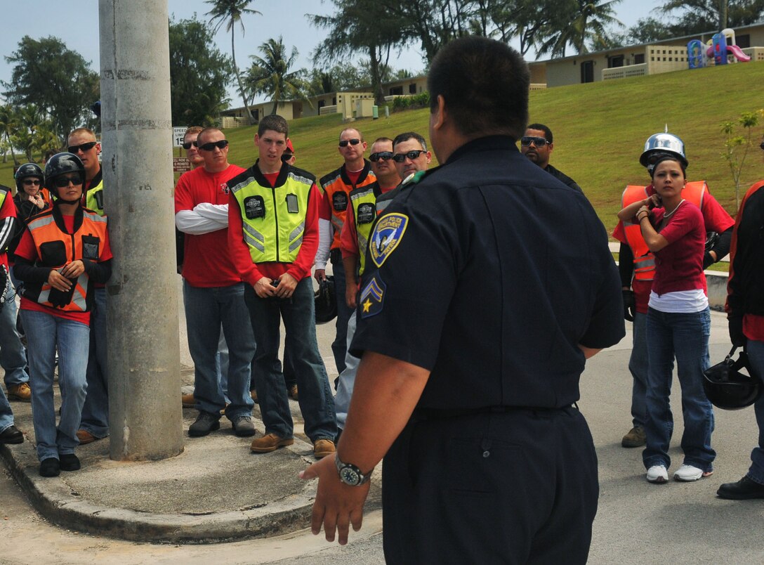 ANDERSEN AIR FORCE BASE, Guam ? More than  50 Airmen, civilians, and veterans from Andersen joined together April 14, for a motor-cycle group ride to bring attention to Sexual Assault Awareness Month. Participants in the ride made several stops throughout the day to include the commissary, the BX, and also off base Skinner Plaza. The riders were all donning the official SAAM T-shirt for 2010, the shirt was made from the winning entry, by Staff Sgt. Santana Forney of the 36 Communications Squadron,  for the SAAM shirt design contest. While making these stops they used their time to spread the word on sexual assault prevention and to pass out items related to it. The stop at Skinner Plaza also highlighted the partnership between Andersen?s SAAM and the Guam Coalition.  (U.S. Air Force photos by Airman 1st Class Julian L. North)