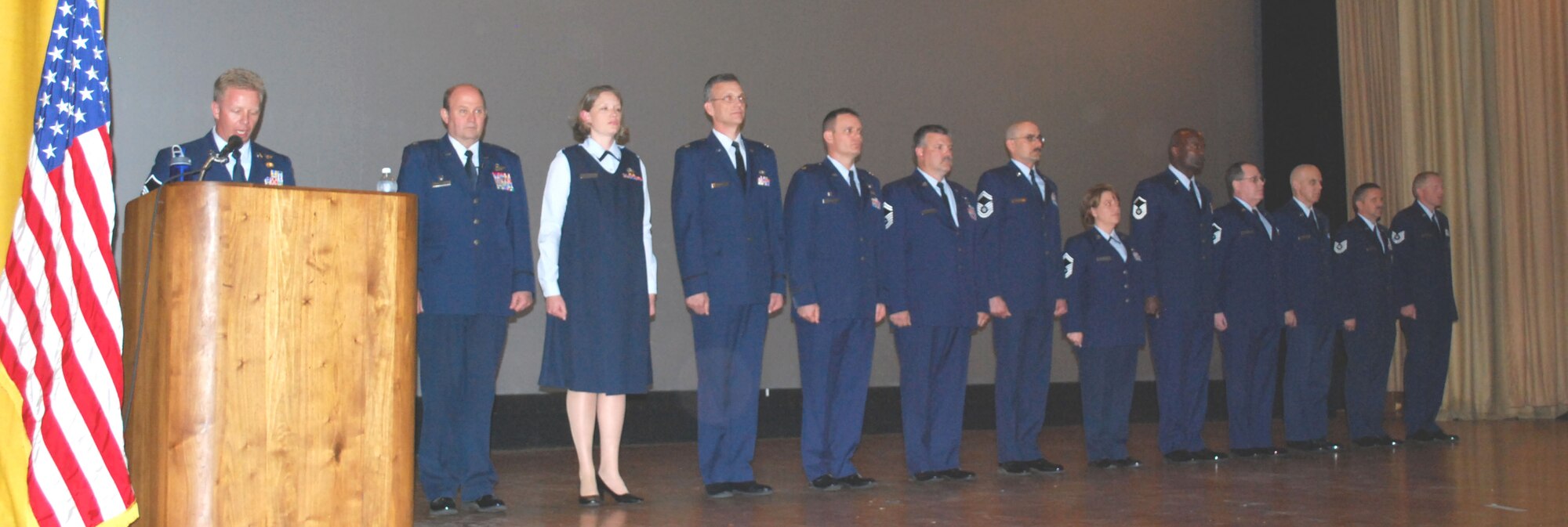 Eleven 507th Air Refueling Wing members were recently presented the Meritorious Service Medal during the April 11 Commander’s Call.
  Pictured above with 507th Air Refueling Wing Commander, Col. Jerfrery Glass (second from left) are Major Amee C. Howard, Lieutenant Colonel Russell B. Howard, Major William S. Young; Senior Master Sergeants James J. Eye, Jr., Robert M. Gaspar, and  Jodie D. Schaefer; Master Sergeants Gary L. Johnson, Michael E. Thomas, and Jeffrey A. Tyler; and Technical Sergeants Robert L. Mussyal, and Christopher O. Scott.  
