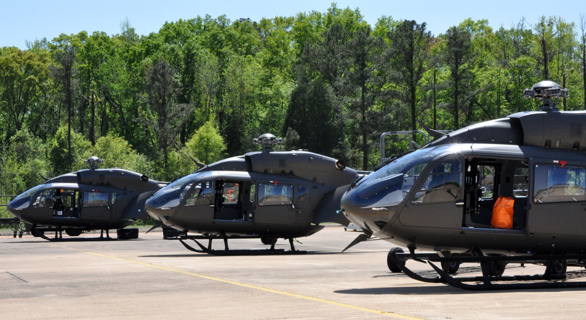 UH-72 Lakota’s, the Army’s new light utility helicopter, are prepped for transport aboard a C-17 Globemaster to Germany from Columbus AFB, Miss., April 9. This marked the first time the new light utility helicopters, which are manufactured by American Eurocopter, in Columbus, Miss., near Columbus AFB, were transferred directly overseas via Air Force transport. (U.S. Air Force photo/Senior Airman Jacob Corbin). 
