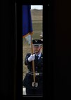 MANDAN, N.D. – Airman 1st Class Nicholas Clum, 5th Operations Support Squadron aviation resource management, practices before the start of a funeral at North Dakota Veterans Cemetery in Mandan, N.D., April 12. The purpose of the base honor guard is to give honor to military members during a variety of ceremonies, including funerals. (U.S. Air Force photo by Senior Airman Ashley N. Avecilla)