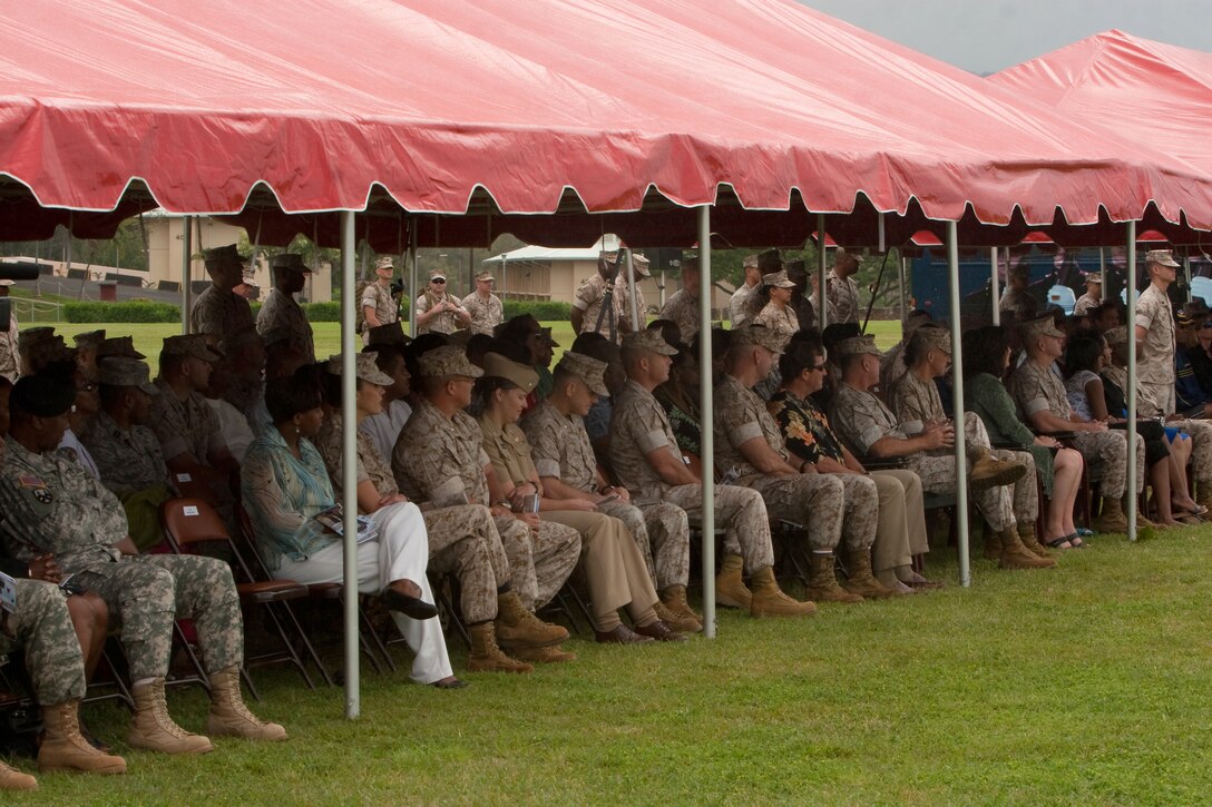 Dozens of service members, family and friends gathered at Bordelon Field, Camp H.M Smith, Hawaii, for the appointment of Headquarters and Service Battalion, U.S. Marine Corps Forces, Pacific's new sergeant major and Sgt. Maj. James Roberts Jr's retirement April 16. Roberts leaves behind a legacy of placing the well being of his Marines first.