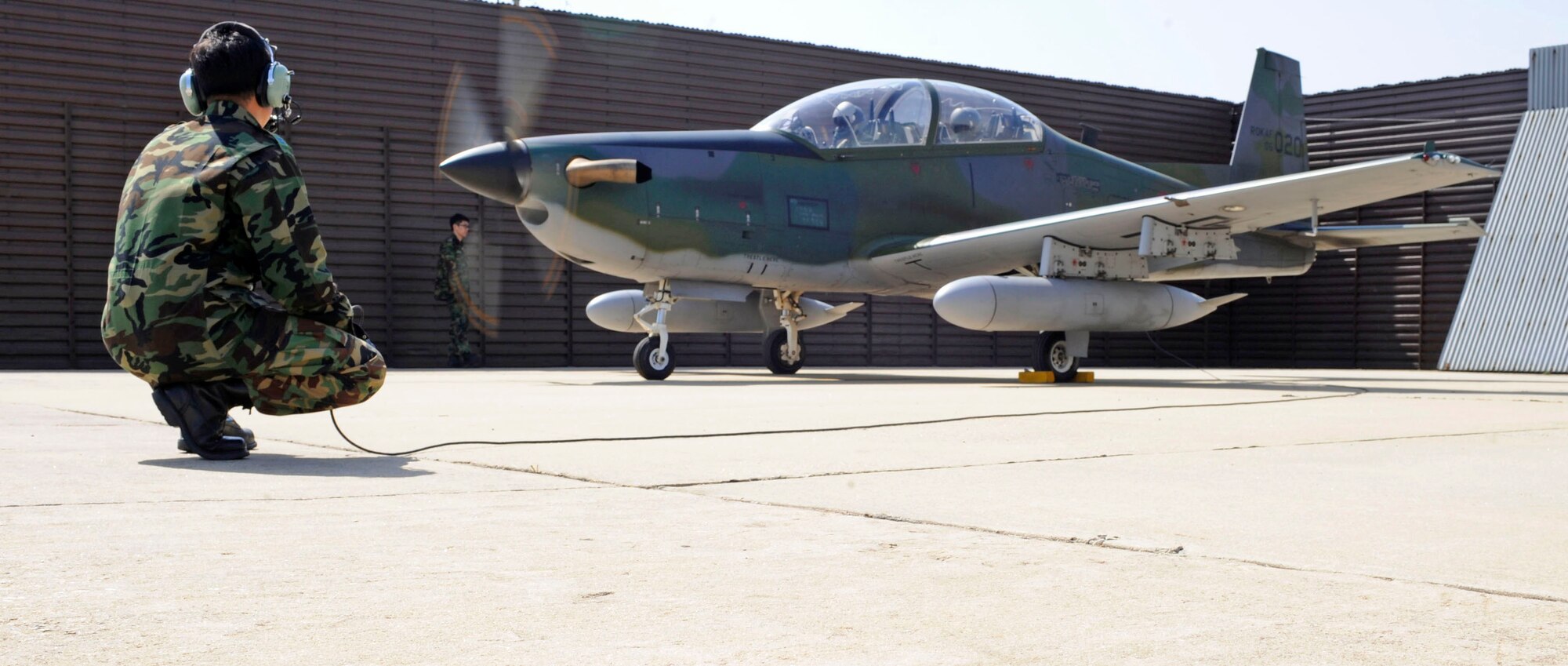 South Korean air force Maj. Jwa-Ryong Park prepares to take off in his KA-1 aircraft April 15, 2010, at Osan Air Base, South Korea. Major Park is the 237th Tactical Fighter Squadron intelligence commander. (U.S. Air Force photo/Staff Sgt. Stephenie Wade)