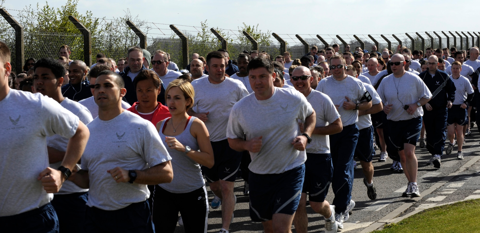 RAF MILDENHALL, England – RAF Mildenhall Airman start a 5K Fun Run April 16.  The monthly fun run encourages base unity and physical fitness.  (U.S. Air Force photo/Staff Sgt. Christopher L. Ingersoll)