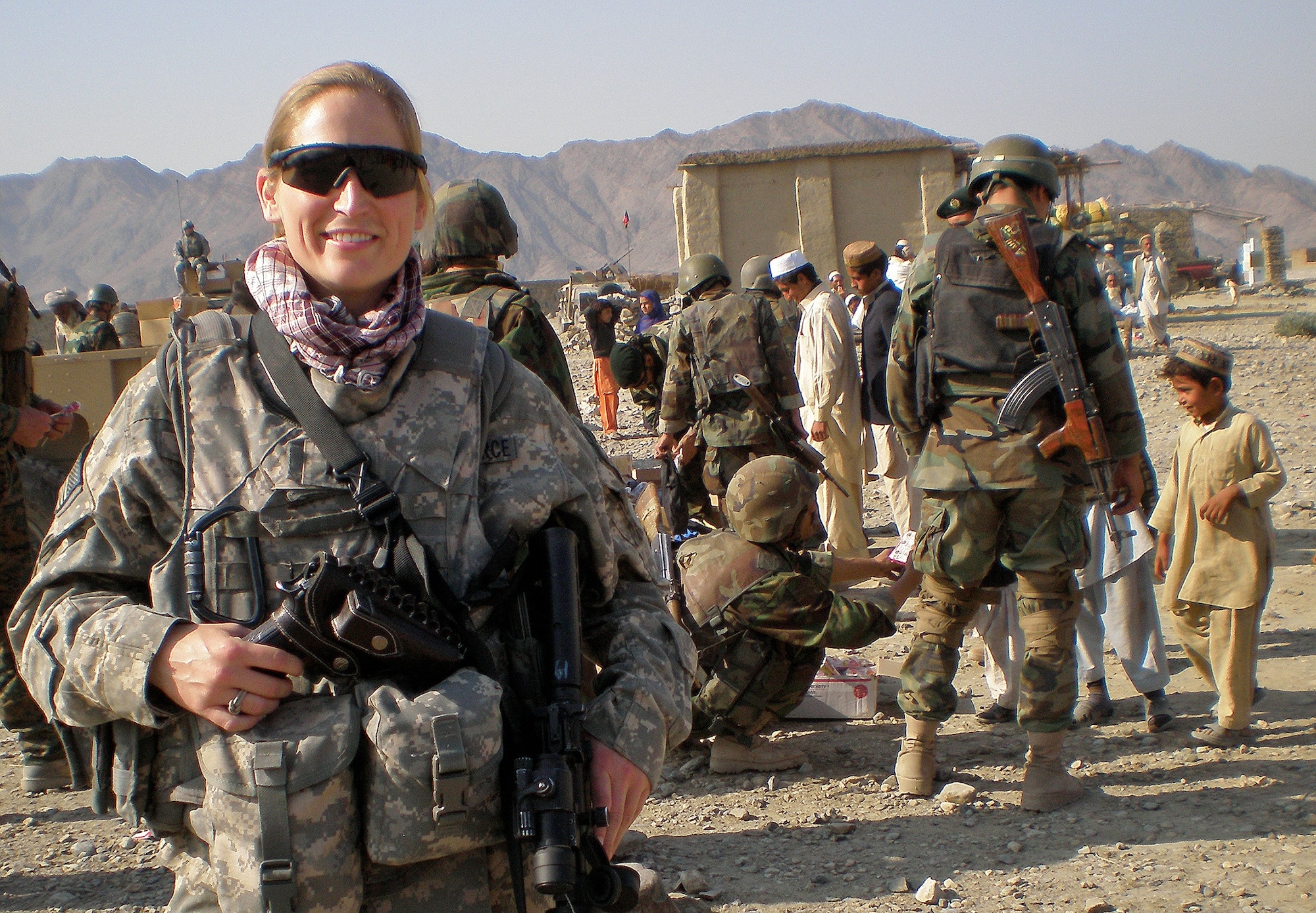 First Lt. Amanda Reed, 18th Aircraft Maintenance Squadron, poses for a photo while serving as a brigade battle captain for the U.S. Army's 201st Corps, 2nd Brigade near Jalalabad, Afghanistan last year. The lieutenant was awarded a Bronze Star medal for serving as an advisor to six Afghan National Army Kandaks (battalions) under Combined Security Transition Command - Afghanistan. (Courtesy photo)