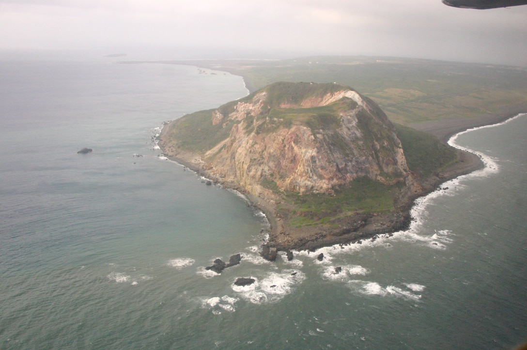 Aerial view of Mount Suribachi