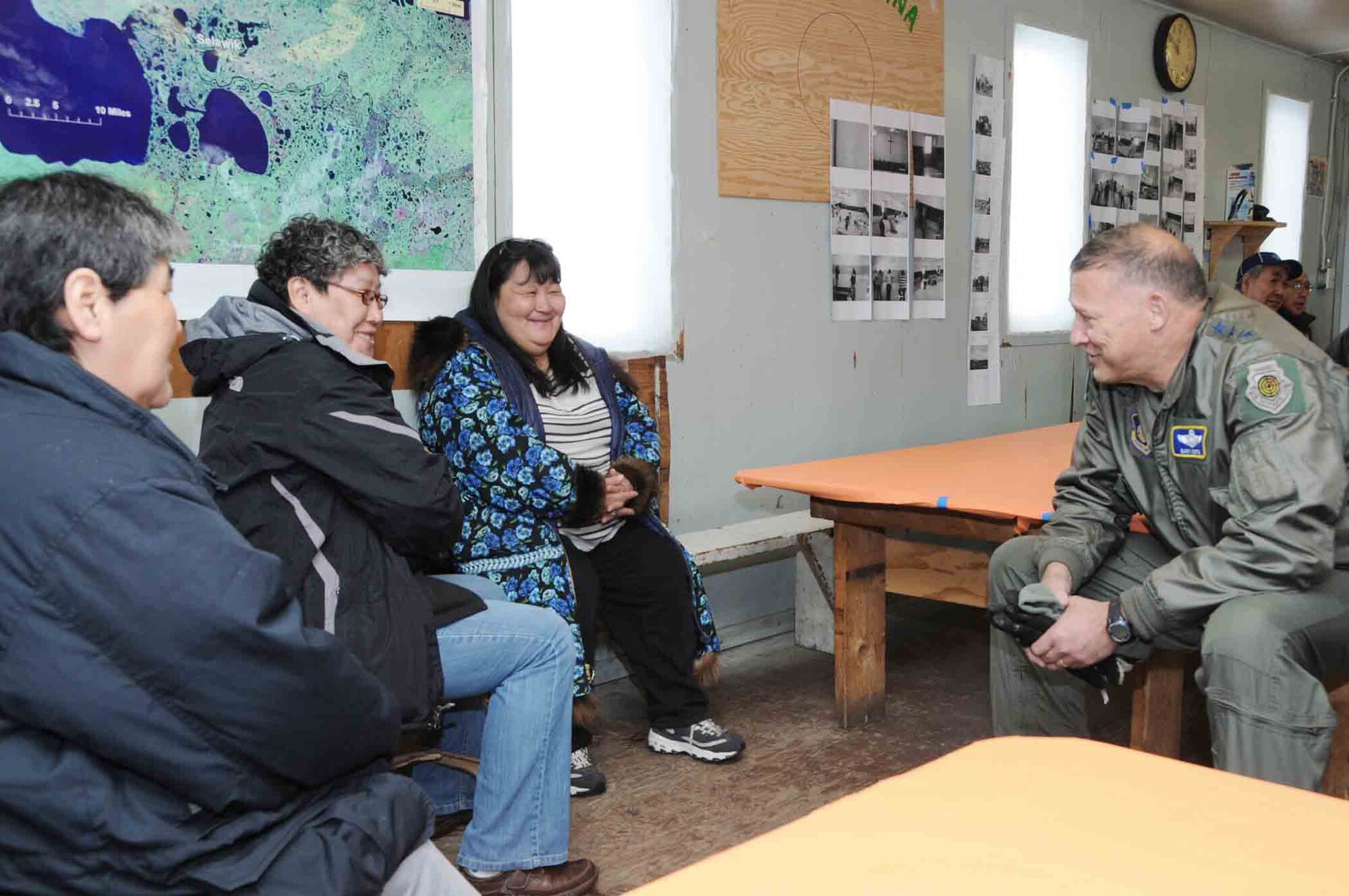Gen. Gary North talks with Selawik village members, in Northern Alaska, during his visit to Operation Artic Care April 17, 2010, in Kotzebue, Alaska. General North is the Pacific Air Forces commander. (U.S. Air Force photo/Tech. Sgt. Melissa E. Chatham)
