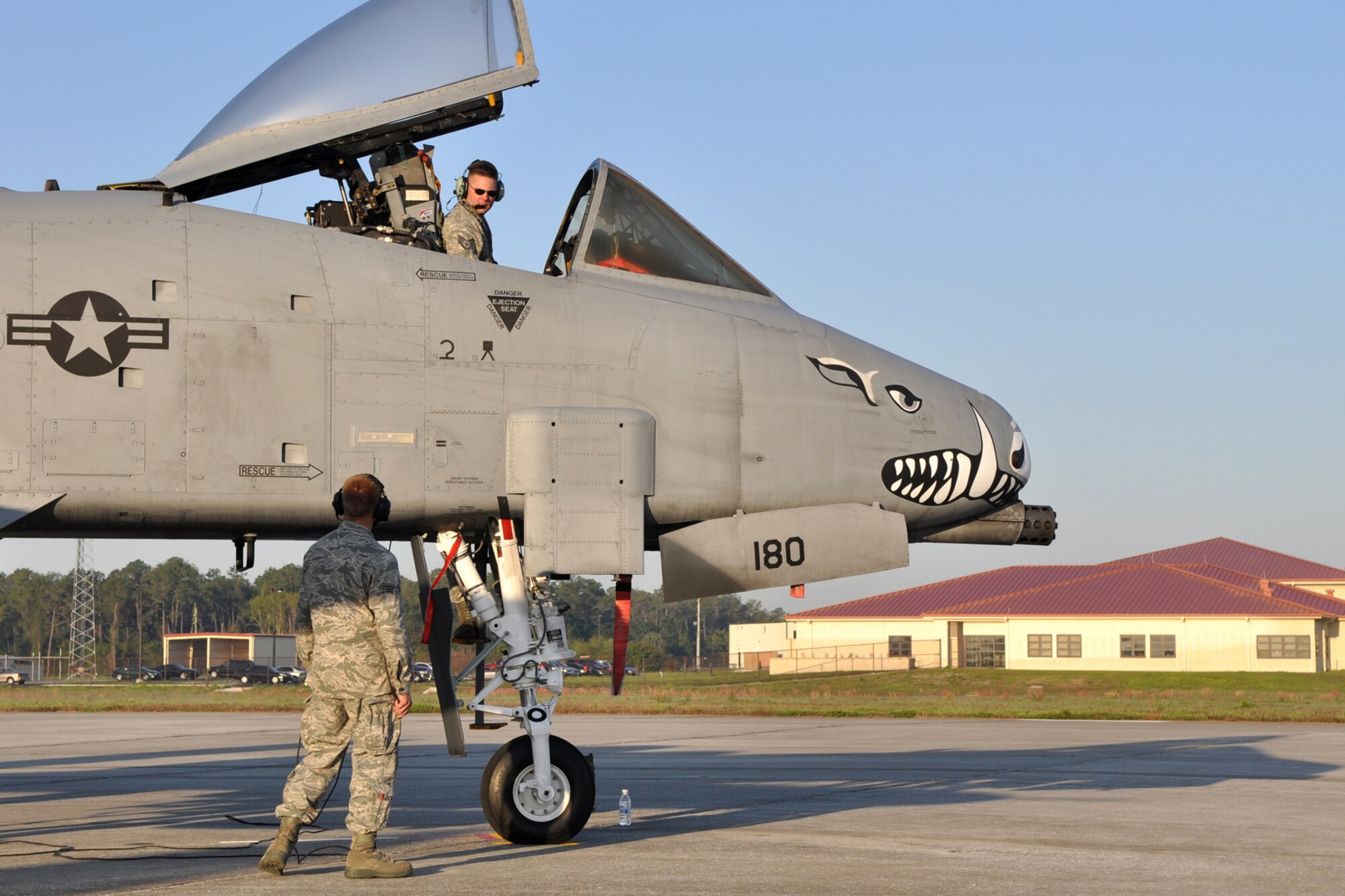 Staff Sgt. Keith Miner Jr., a crew chief with the 717th Aircraft Maintenance Squadron, sits in the cockpit of an A-10 Thunderbolt II while performing a pre-flight check at MacDill Air Force Base, Fla., April 1, 2010. More than 100 Airmen from the 917th Wing, Barksdale Air Force Base, La., participated in Patriot Everglades, which supported the training of Joint Terminal Attack Controllers (JTAC) and Combat Search and Rescue (CSAR) operations. (U. S. Air Force Photo/Tech. Sgt. Jeff Walston)