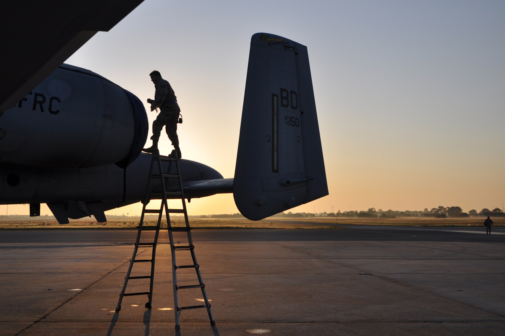 Tech. Sgt. Stanley Roberts, an A-10 mechanic with the 717th Aircraft Maintenance Squadron, conducts a pre-flight inspection on an A-10 Thunderbolt II at MacDill Air Force Base, Fla., April 1, 2010. More than 100 Airmen from the 917th Wing, Barksdale Air Force Base, La., participated in Patriot Everglades, which supported the training of Joint Terminal Attack Controllers (JTAC) and Combat Search and Rescue (CSAR) operations. (U. S. Air Force Photo/Tech. Sgt. Jeff Walston)