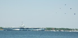 The Blue Angels soar over the Charleston Harbor in Charleston, S.C., during their practice run April 12, 2010. The Blue Angels performed April 17 and 18 for public viewing. Performing their first demonstration in 1946, the Blue Angels are the oldest flying aerobatic team.