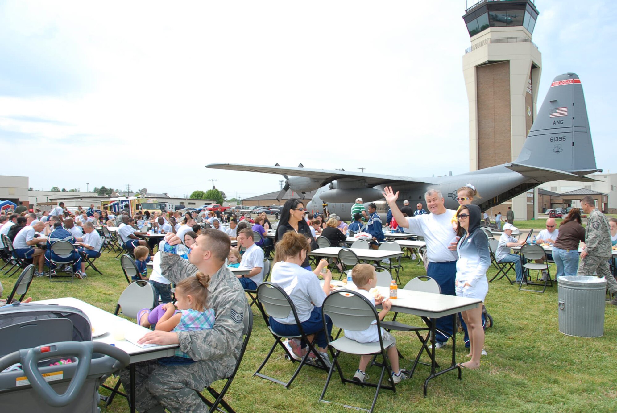 Members of the 189th Airlift Wing and their families enjoy a family day April 17 on base during the Air National Guard's April drill weekend. (U.S. Air Force photo by Master Sgt. Dianna Seerey)