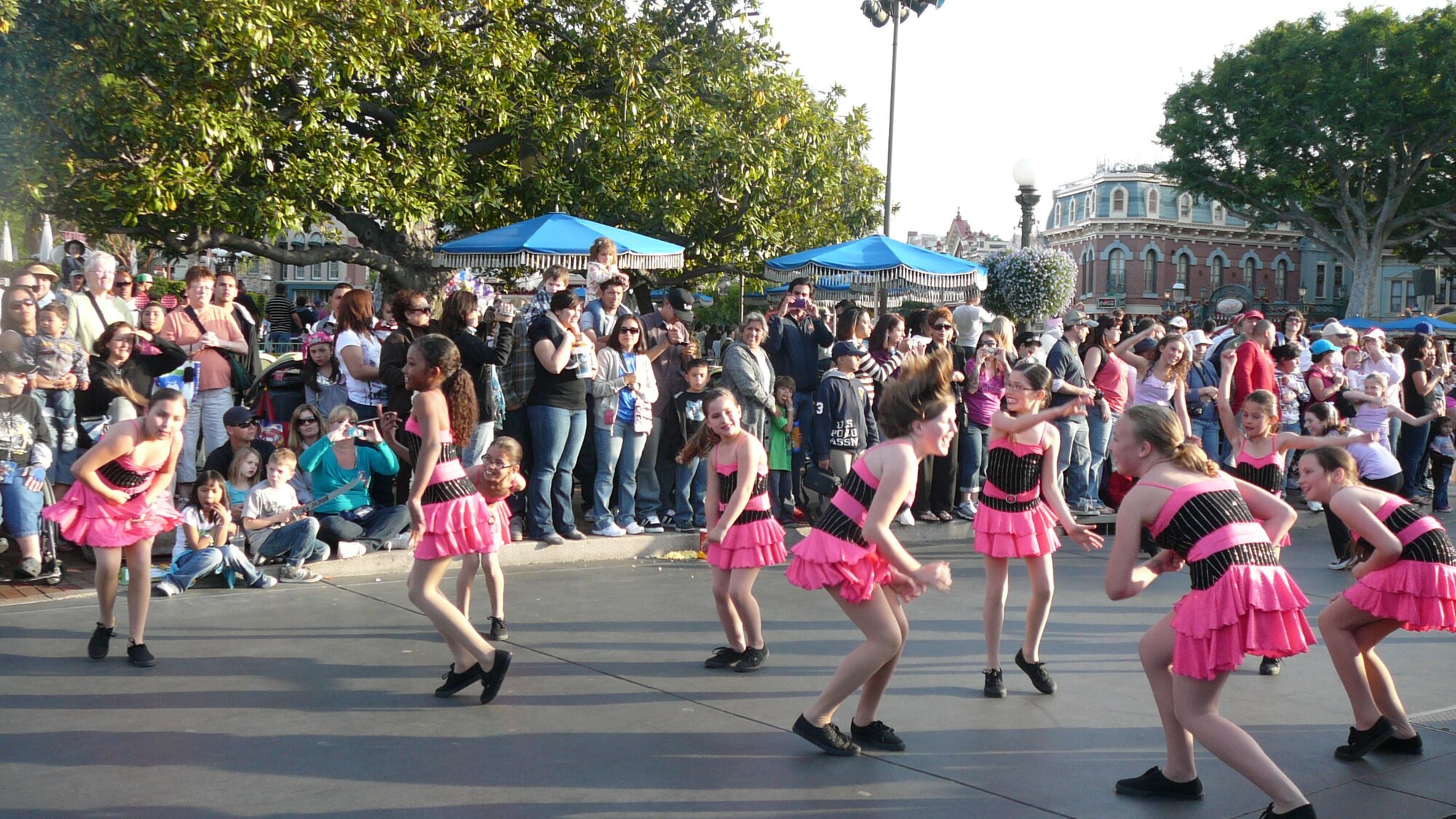 Edwards Dance Factory girls strutted their stuff at the Diamond Dance Classic Parade on Disneyland's Main Street, U.S.A.  Ten girls represented Edwards Air Force Base at the weekend event April 10. (Courtesy photo)  