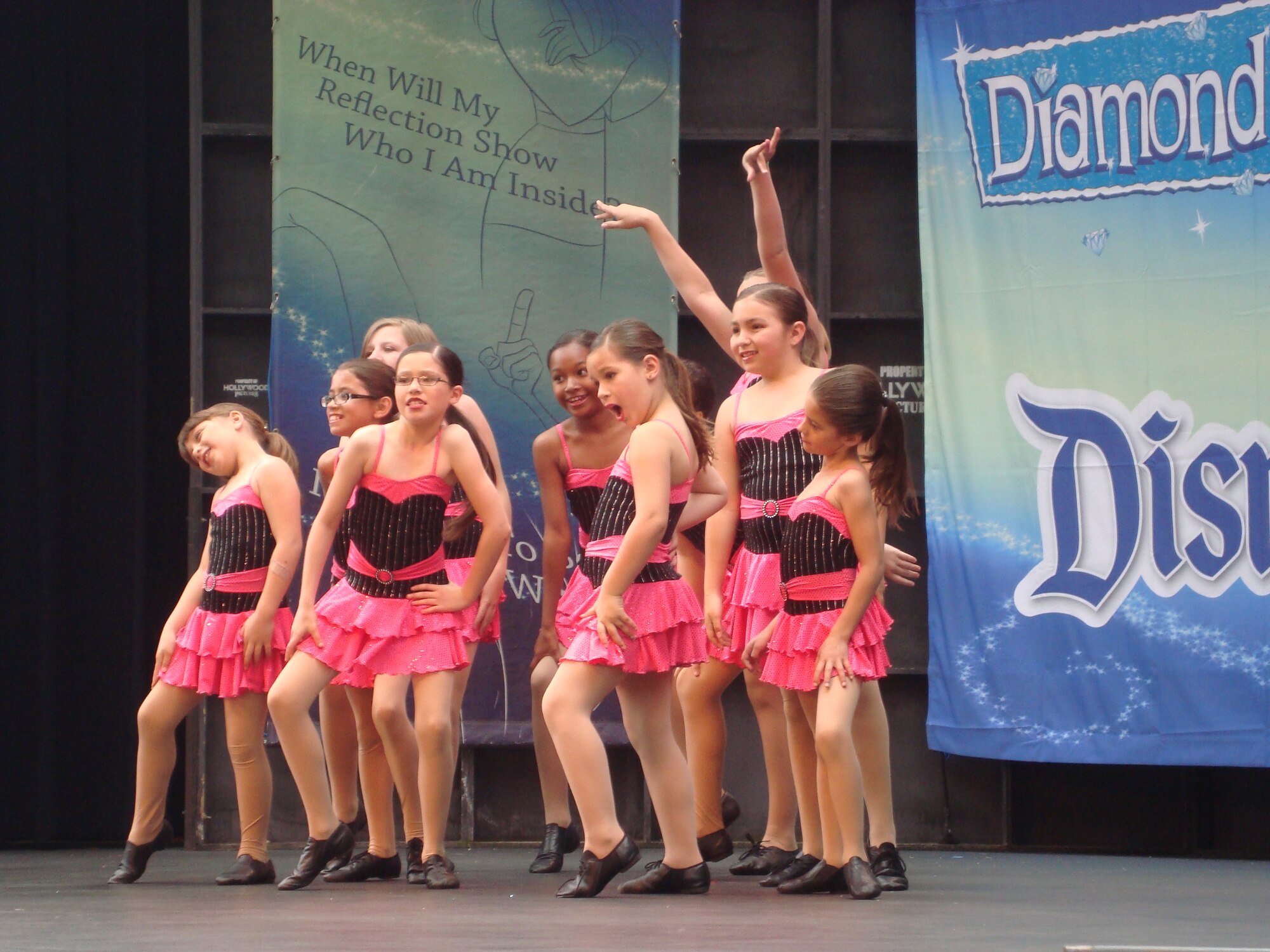 The Edwards Dance Factory, sponsored by the Edwards Youth Center, took 10 girls to Disneyland to participate in the Diamond Dance Classic April 10.  The girls represented Edwards Air Force Base and showed off their moves in different dance showcases. (Courtesy photo)
