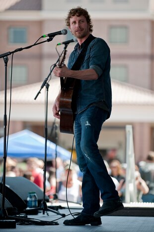 NELLIS AIR FORCE BASE, Nev. --   Singer, Dierks Bentley performs onstage during the Academy of Country Music's USO concert at Nellis Air Force Base April 17, 2010. (U.S. Air Force photo by Tech. Sgt. Michael R. Holzworth)
