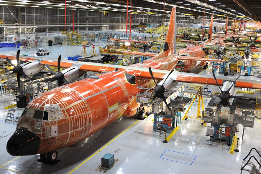 MARIETTA, Ga. -- The new HC/MC-130 Super Hercules aircraft are produced at the Lockheed Martin Aeronautics Company. Each aircraft goes through 13 different stations during production. (U.S. Air Force photo by Airman 1st Class Benjamin Wiseman/RELEASED)