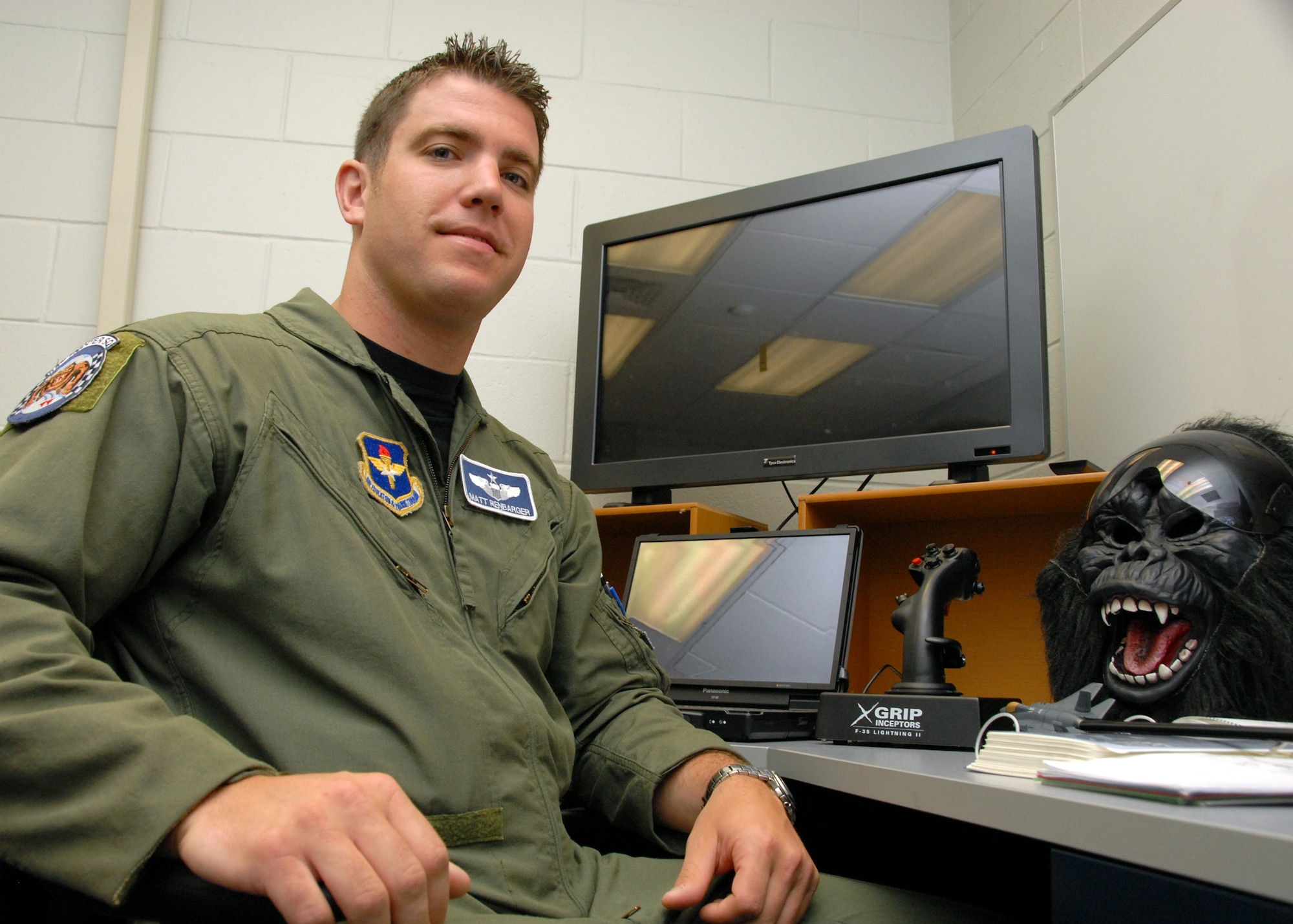 Congratulations to Maj. Matt Renbarger, 58th Fighter Squadron, for winning the 2010 Gen. George C. Kenney Award for Lessons Learned for his efforts with three military branches and eight international partner countries to establish the  first-ever F-35 tactics document.  The award is designed to highlight an individual or organization which makes a notable contribution to the Air Force through lessons learned. The award is open to all Air Force active duty, Reserve, Guard and Department of Defense civilian members for either an individual or team effort.  (U.S. Air Force photo/Samuel King Jr.)