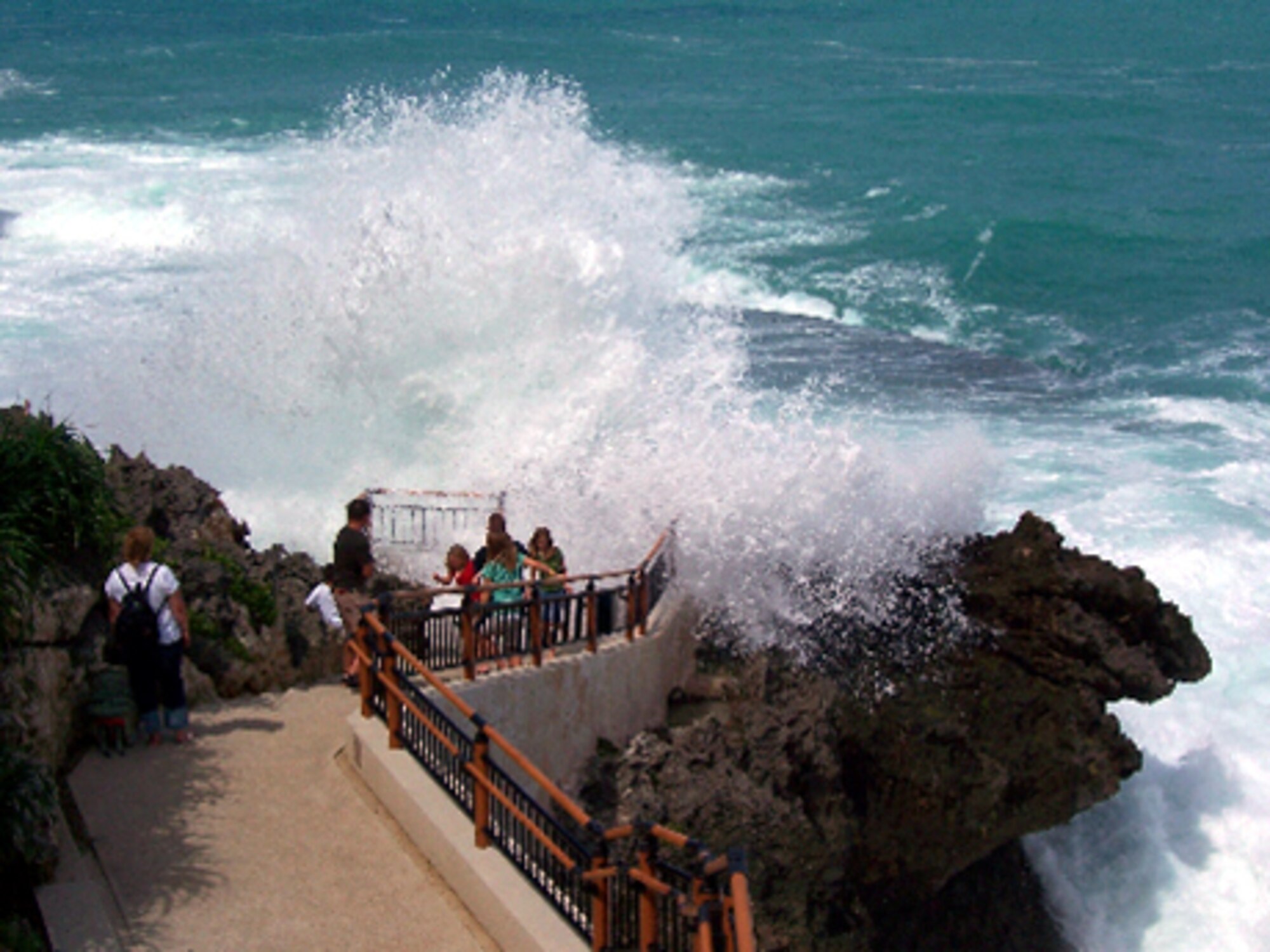 Wave watchers witness the dangers of getting too close too soon after a typhoon passed near Maeda Point two days before. Since 2000, there have been more than 30 water-related mishaps - including 21 fatalities - involving SOFA members in Okinawa. The 18th Wing commander issued new policy April 13, 2010 for all Air Force members assigned to Kadena. Read below for more details. (Air Force/Ed Dunn).