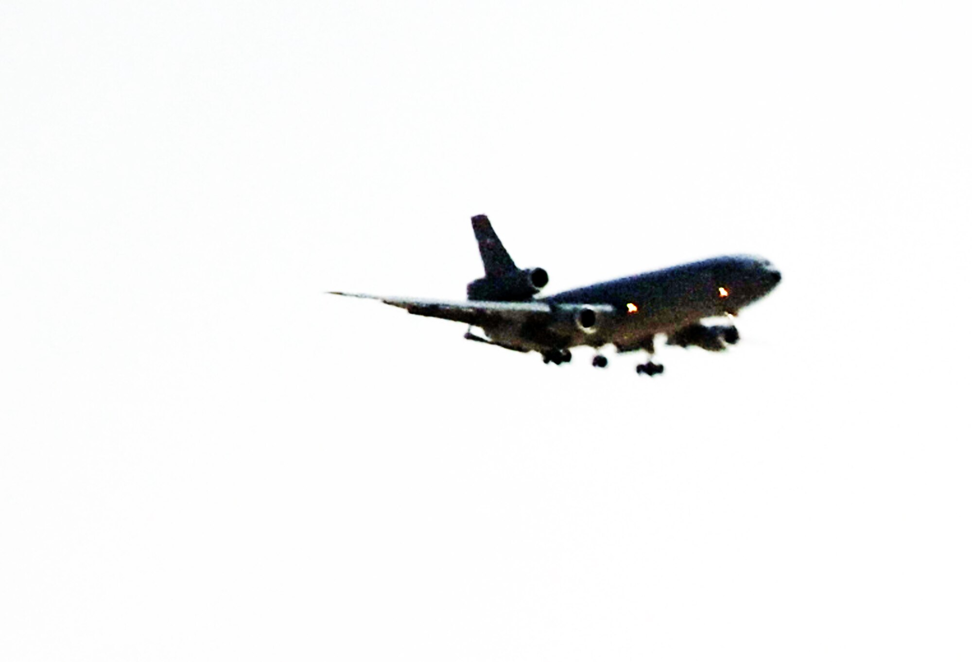 A KC-10 Extender from the 908th Expeditionary Air Refueling Squadron returns from a combat air refueling mission during operations for the 380th Air Expeditionary Wing at a non-disclosed base in Southwest Asia on April 20, 2010. Deployed KC-10s are from Joint Base McGuire-Dix-Lakehurst, N.J., and Travis Air Force Base, Calif. (U.S. Air Force Photo/Master Sgt. Scott T. Sturkol/Released)