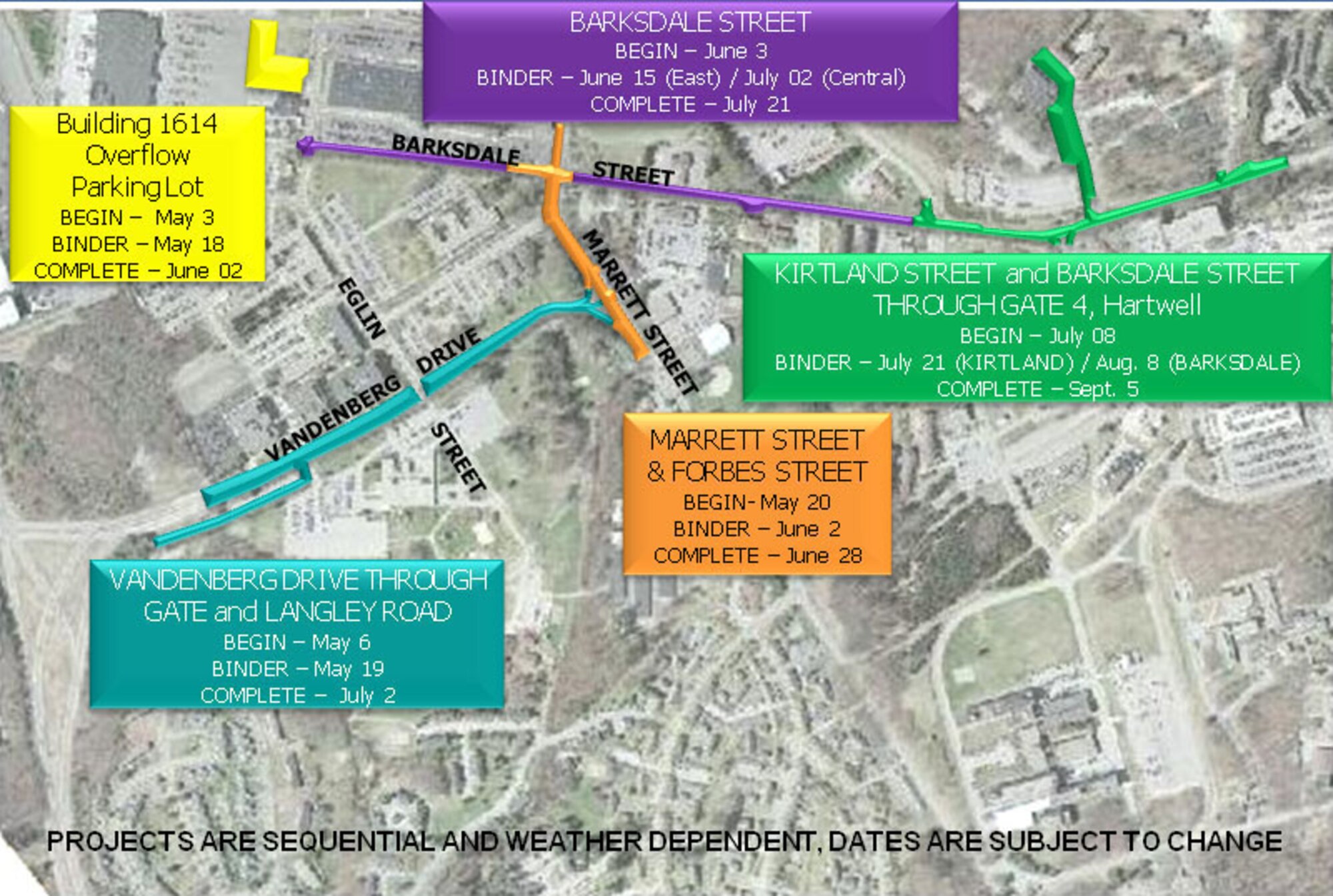 Outline of upcoming paving projects at Hanscom Air Force Base. (U.S. Air Force)