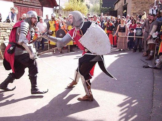 Knights perform show fights during the medieval market in Bayerfeld- 
Steckweiler. (Courtesy photo)