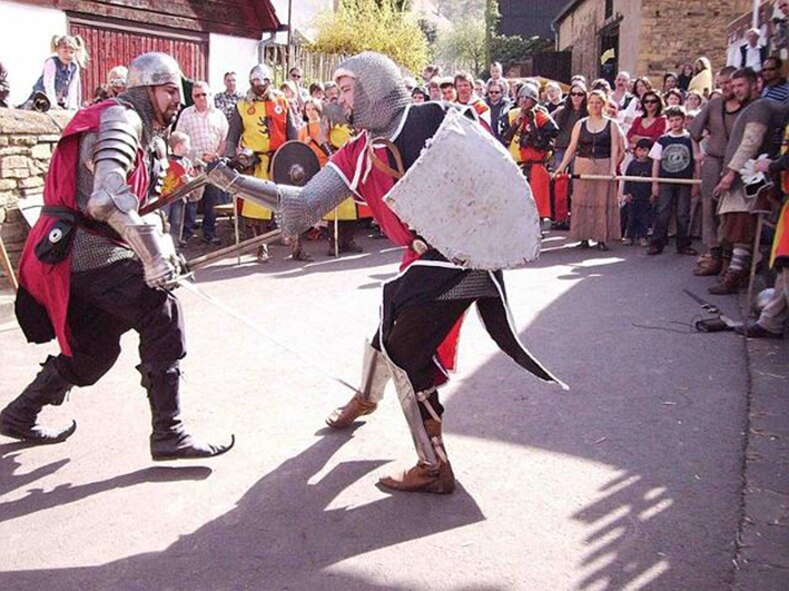 Knights perform show fights during the medieval market in Bayerfeld- 
Steckweiler. (Courtesy photo)