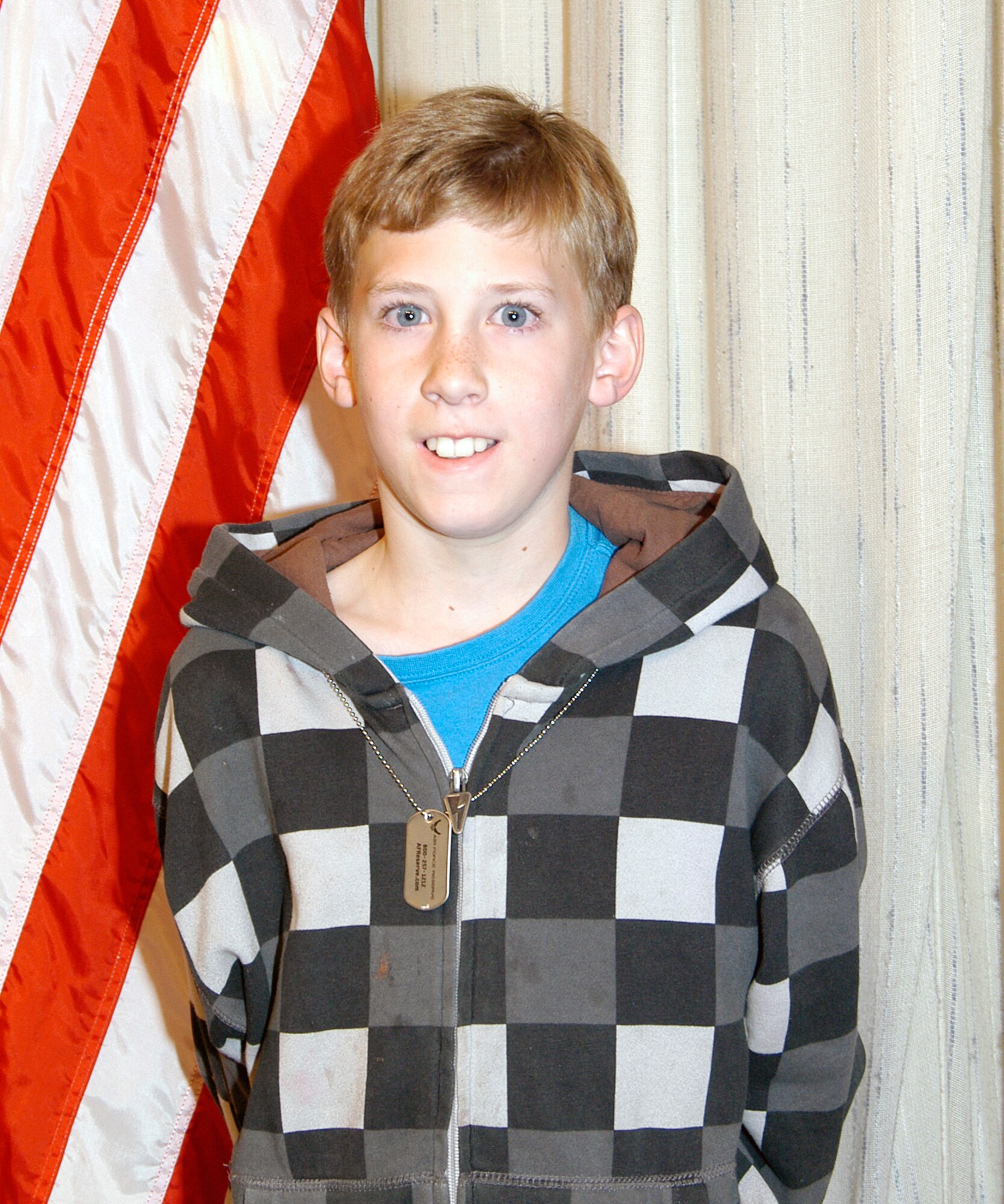 Kaden Kluza was one of 35 children who attended the Take Our Daughters and Sons to Work Day at the Air Reserve Personnel Center on April 22. During the event, children were asked what were the three most important things they can do to prepare for their future. "Get a good education; be on time; and have integrity," Kaden said. (U.S. Air Force photo/Mike Molina)                                