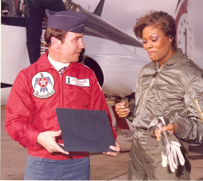 As Thunderbird commander, Lt. Col. D.L. Smith was able to hobnob with many famous people, like singer and actress Dionne Warwick. Courtesy photo
