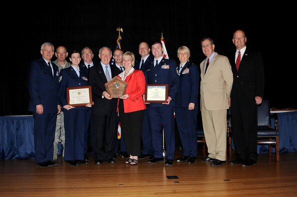 The Air National Guard's 148th Fighter Wing in Duluth, Minn. receives the DoD Family Readiness Award at a Pentagon ceremony April 16, 2010.  The unit was recognized as one of the best National Guard and Reserve family programs.