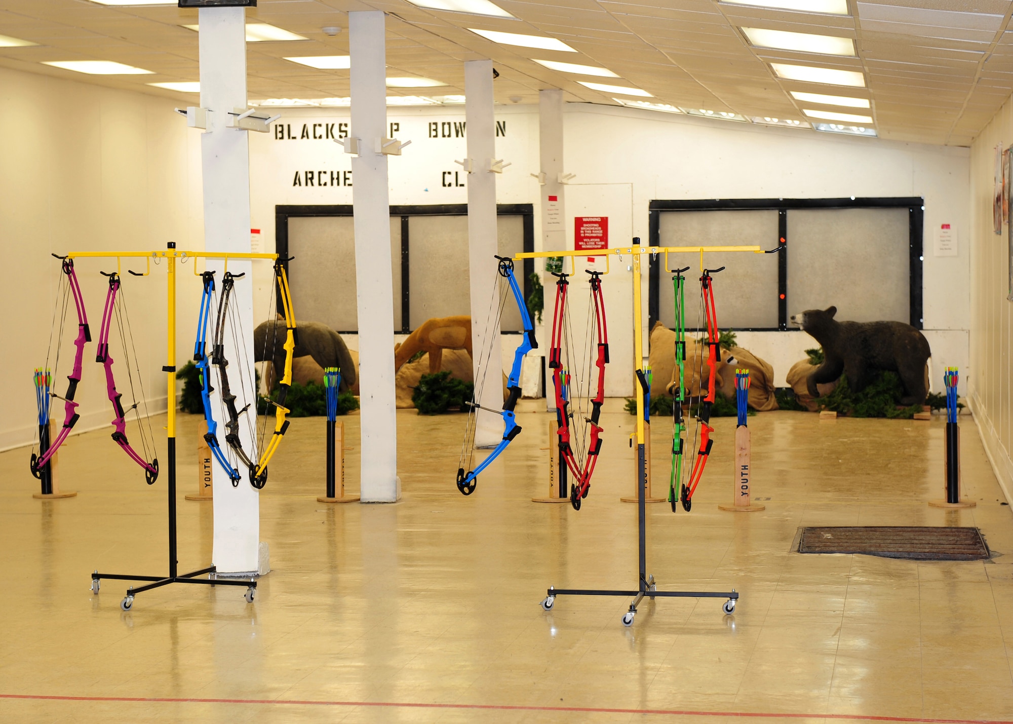 ELMENDORF AIR FORCE BASE, Alaska --The Black Sheep Bowmen Archery Club's has an indoor archery range on base. This range can hold shots up to 50 yards. BSBA is one of Elmendorf's private clubs much like the Aero Club. (Air Force photo by Master Sgt. Brian Smith)