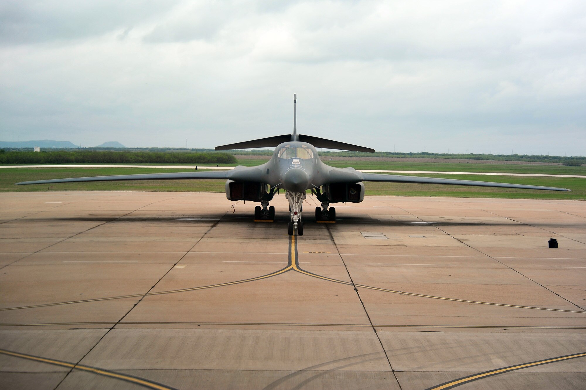 A B-1B Lancer sits on the flightline at Dyess Air Force Base, Texas. The bomber has adapted to a new mission during the last 25 years. (U.S. Air Force photo/Staff Sgt. Desiree N. Palacios)