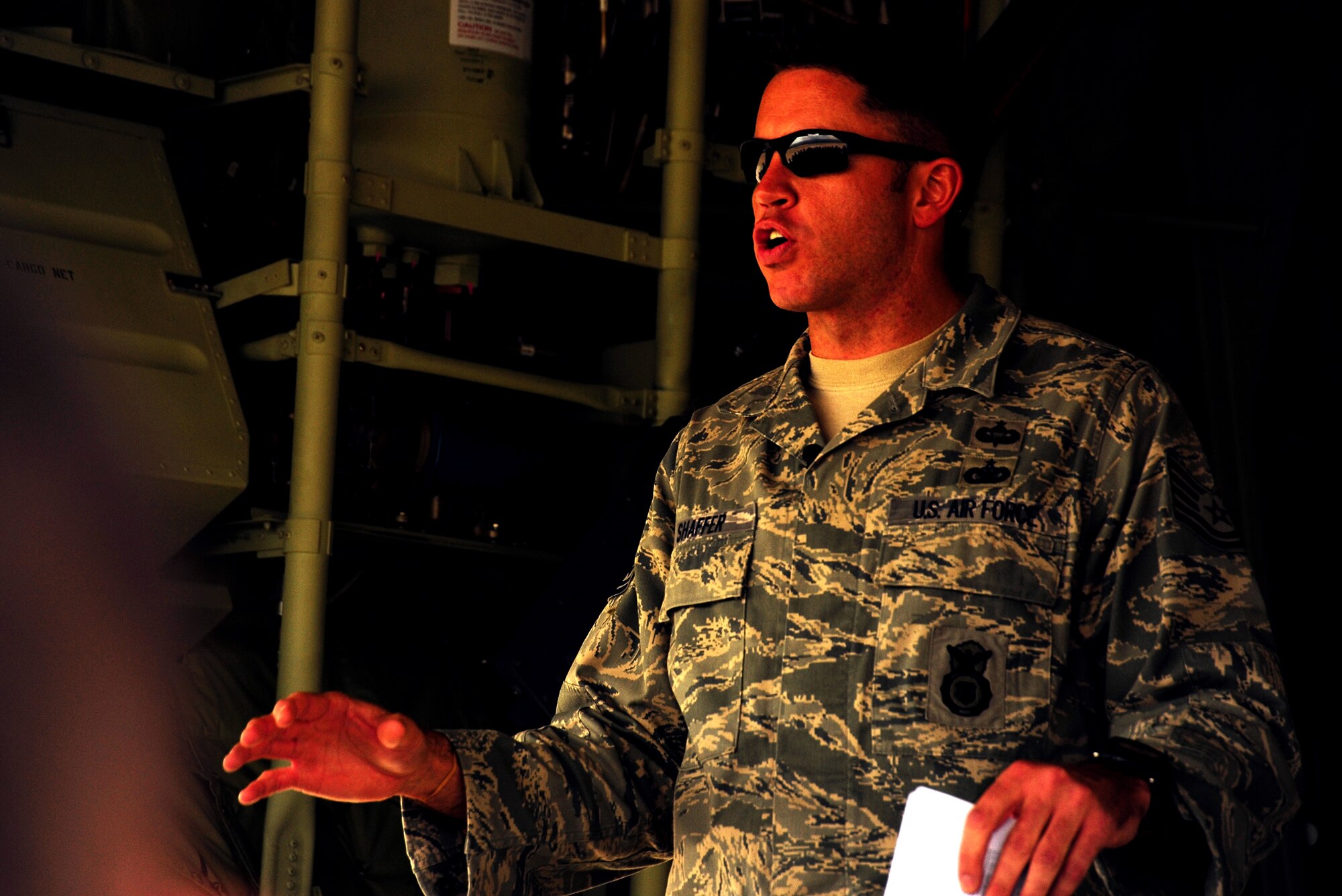 U.S. Air Force Tech. Sgt. Jason Shaffer, jumpmaster from the 435th Contingency Response Group, provides a jump training brief to members of the Bulgarian Special Forces and Search & Rescue teams in preparation for future jumps during exercise Thracian Spring 2010 at Plovdiv Airport, April 22, 2010. Personnel from the 86th Airlift Wing and 435th Air and Ground Operations Wing are deployed to Plovdiv, Bulgaria in support of Thracian Spring. Thracian Spring is an exercise composed of aircrew, maintenance, airfield management, aerial port, security forces, and logistics personnel that combine their skill in an effort to build and strengthen the United States and Bulgarian Air Forces’ bond while improving interoperability with our partner NATO nation. (U.S. Air Force photo by Master Sgt. Quinton T. Burris)