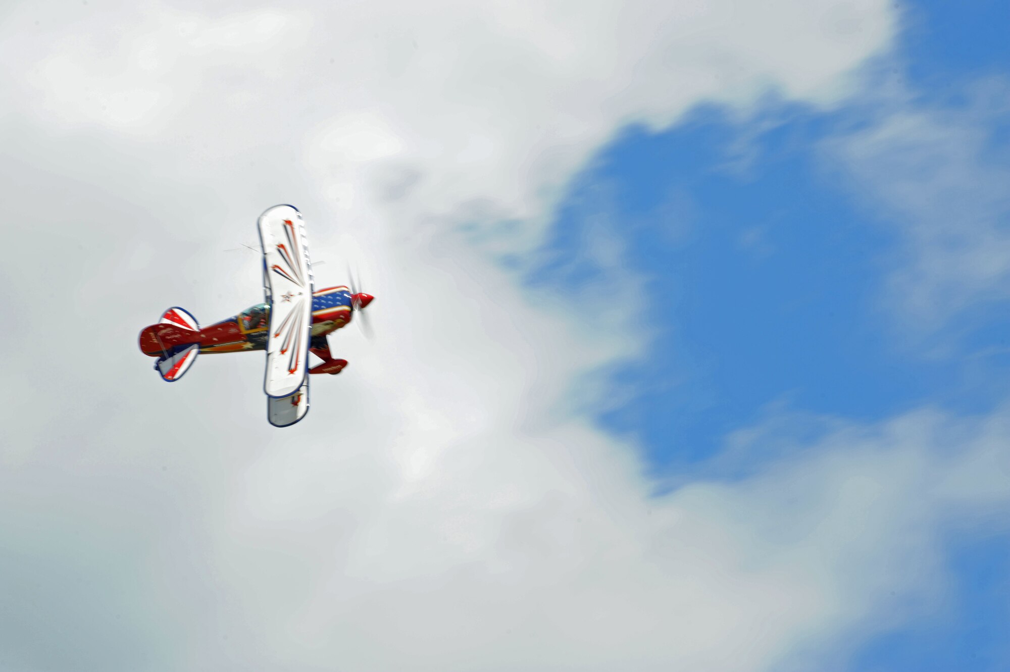 BARKSDALE AIR FORCE BASE, La. -- Jacquie B performs a maneuver during the Barksdale 2010 Defenders of Liberty Air Show here April 25. Her Pitts Special biplane has been acknowledged as the world's leading competition aerobatic and air show display biplane. She has logged more than 1,600 hours of flying in the last 10 years. This is her first time performing at Barksdale. (U.S. Air Force photo by Senior Airman La'Shanette V. Garrett)(Released)