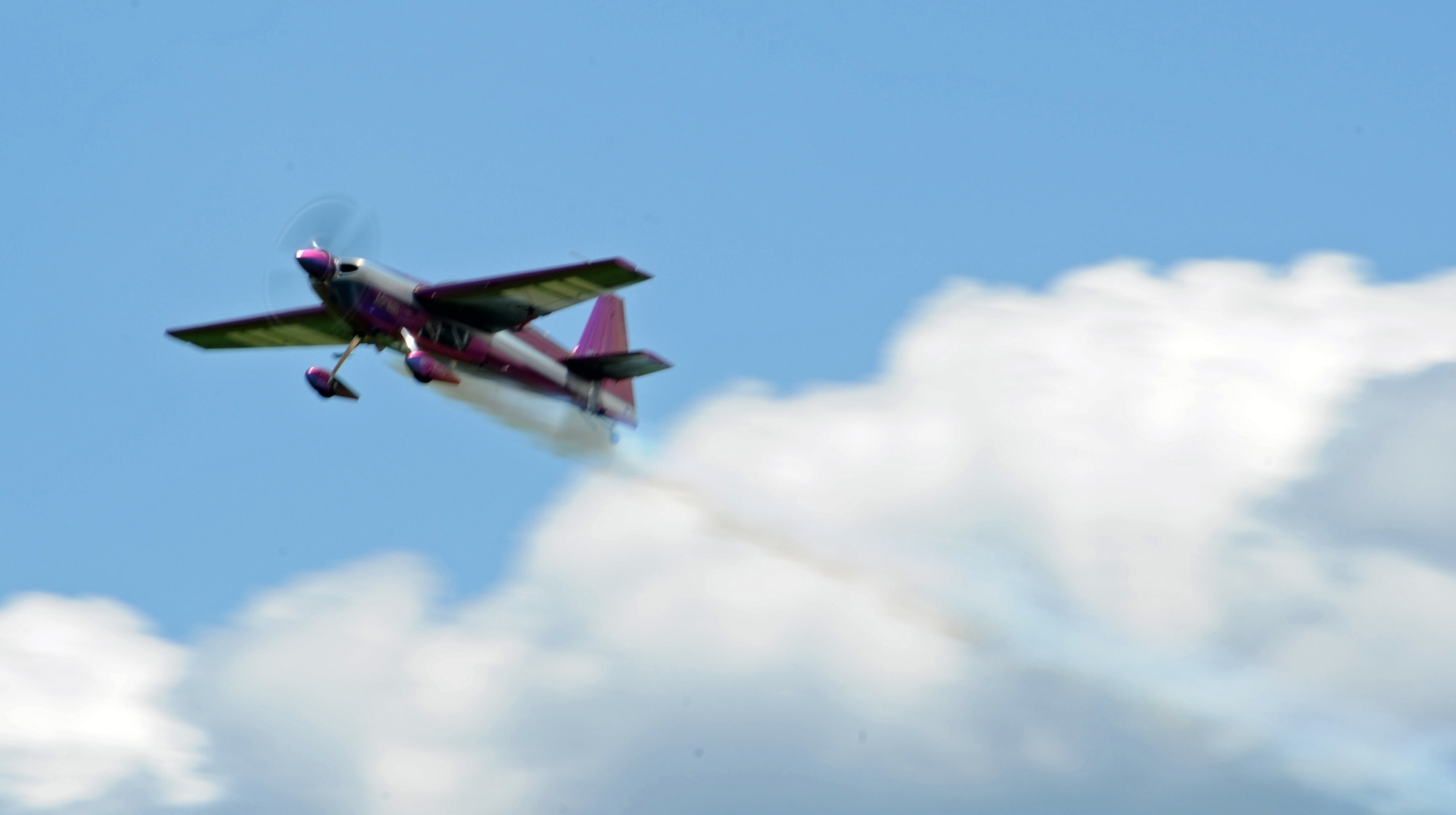 BARKSDALE AIR FORCE BASE, La. -- Bill Stein performs a maneuver during the Barksdale 2010 Defenders of Liberty Air Show here April 25. Mr. Stein has logged more than 5,000 hours of aerial aerobatic and formation flights. He began flying aerial aerobatics when he was still a student pilot. (U.S. Air Force photo by Senior Airman La'Shanette V. Garrett)(Released)