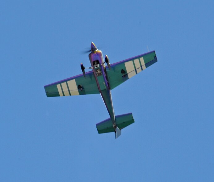 BARKSDALE AIR FORCE BASE, La. -- Bill Stein performs a maneuver during the Barksdale 2010 Defenders of Liberty Air Show here April 25. Mr. Stein has logged more than 5,000 hours of aerial aerobatic and formation flights. He began flying aerial aerobatics when he was still a student pilot. (U.S. Air Force photo by Senior Airman La'Shanette V. Garrett)(Released)